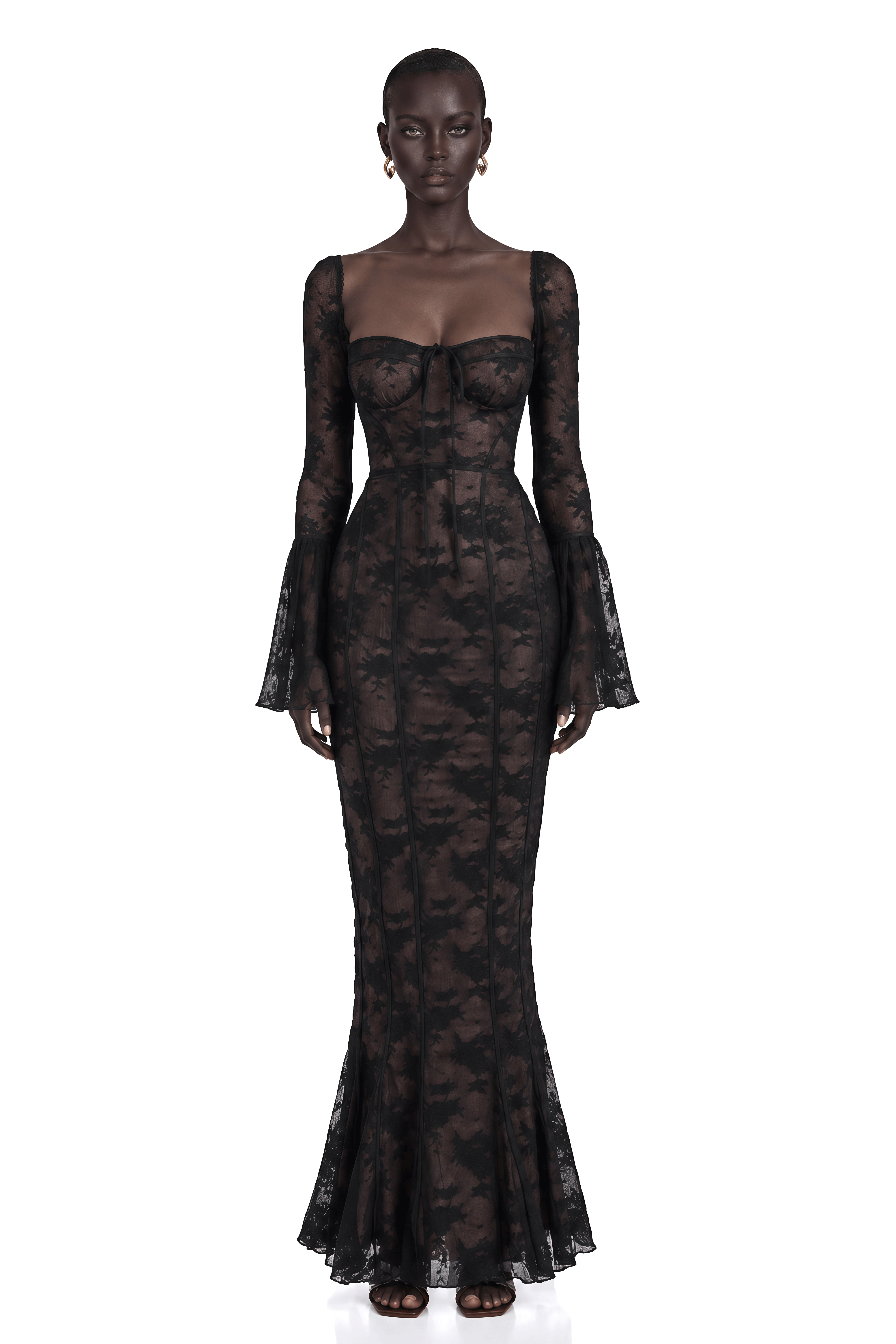 maxi dress black lace Marlene Flared – Miss Rosier nmd12aug2026 Elegant Lace Evening Dress Style Code:WMN4491-11 Adjustable Spaghetti Straps