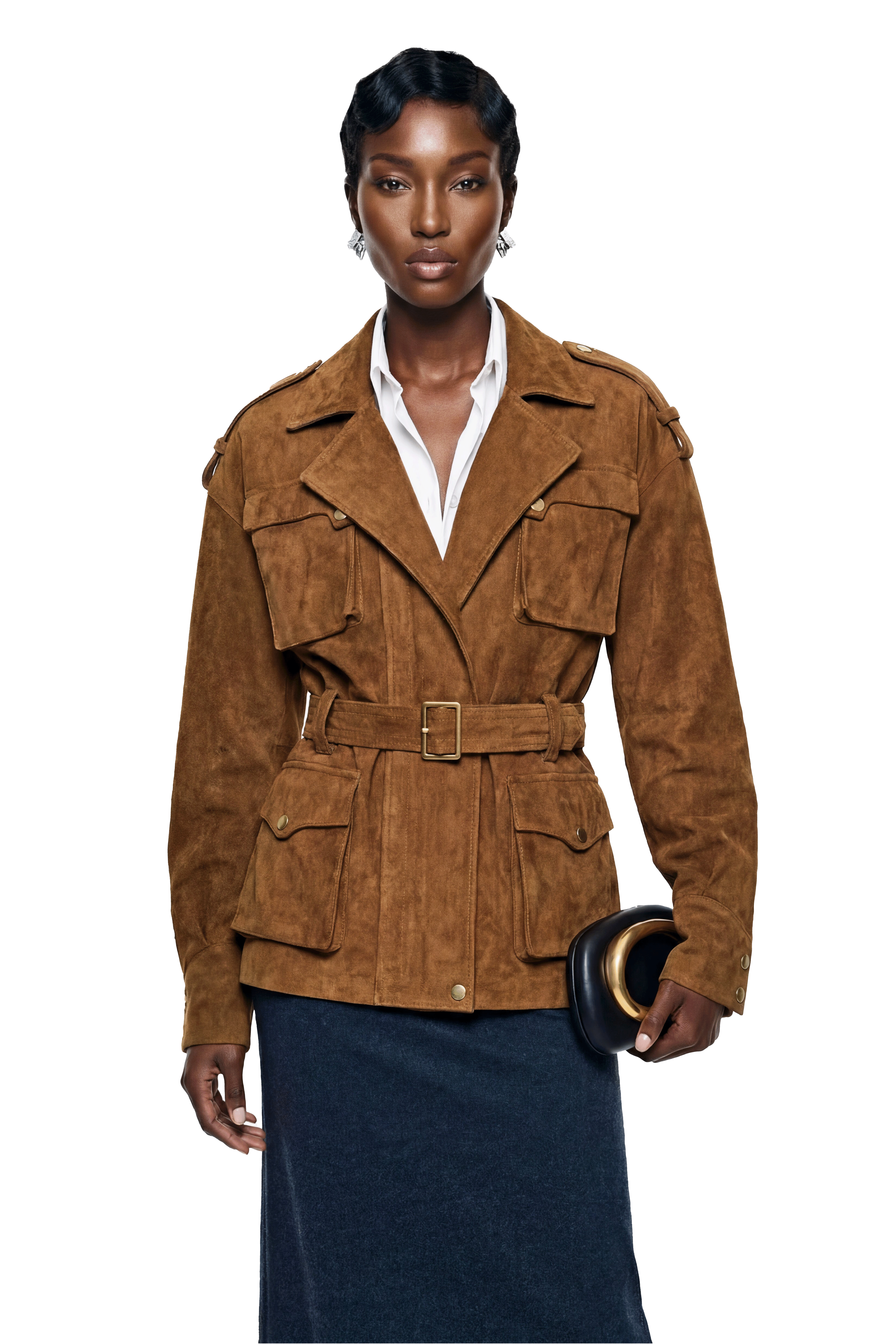 Maryam Chocolate Brown Faux Suede Jacket (Final Sale)