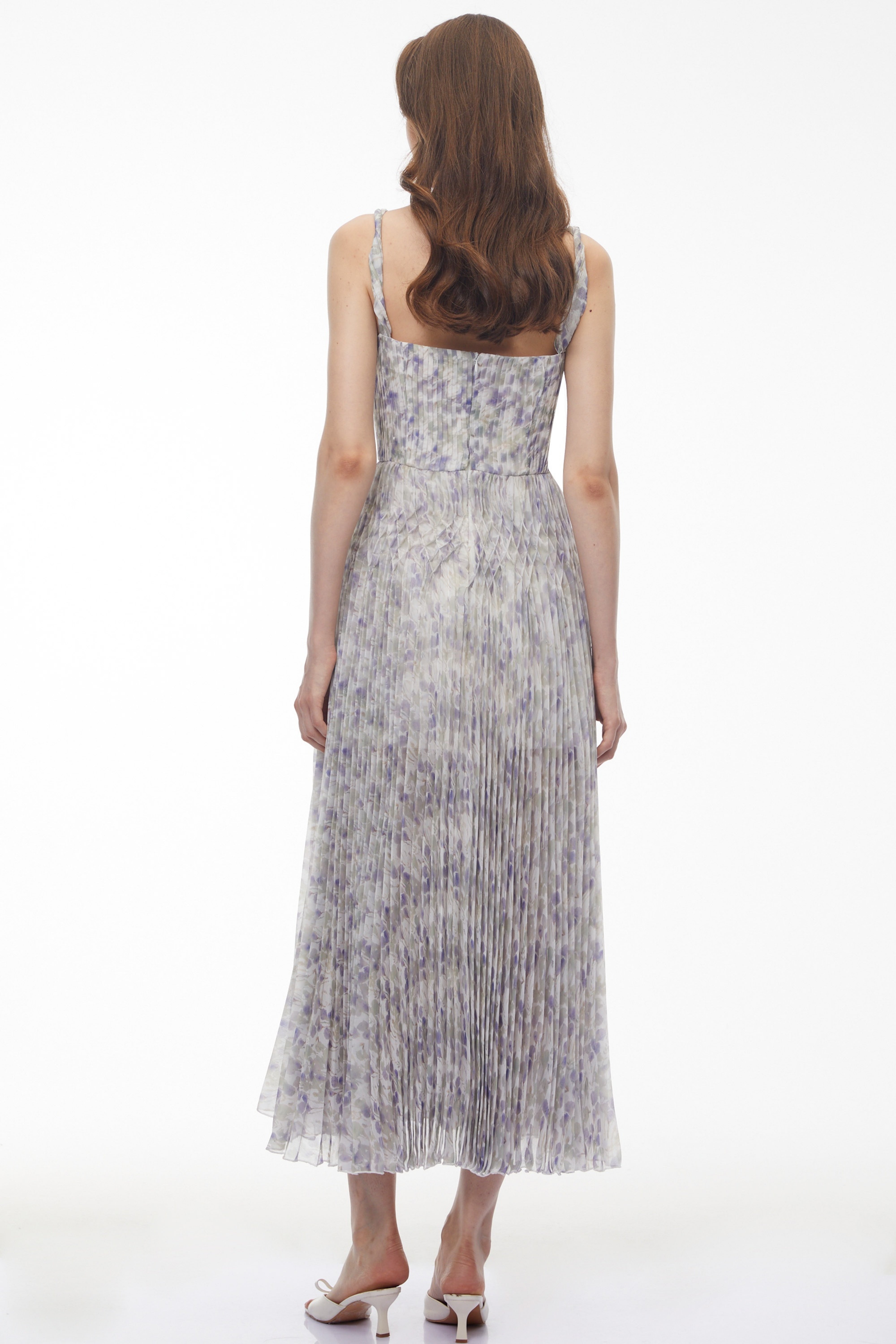 White Floral Ruched Maxi Dress