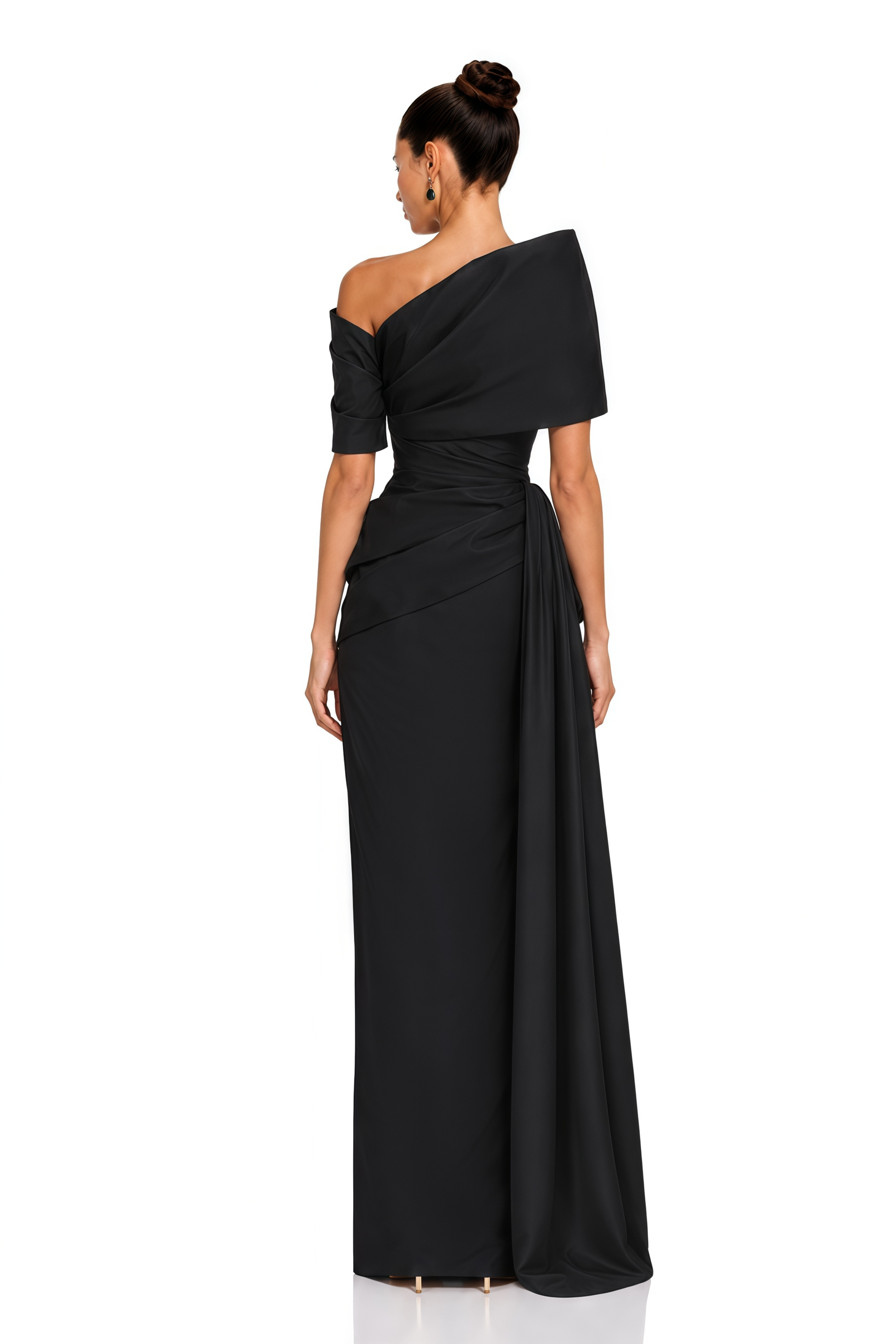Merritt Black One-Shoulder Draped Maxi Dress
