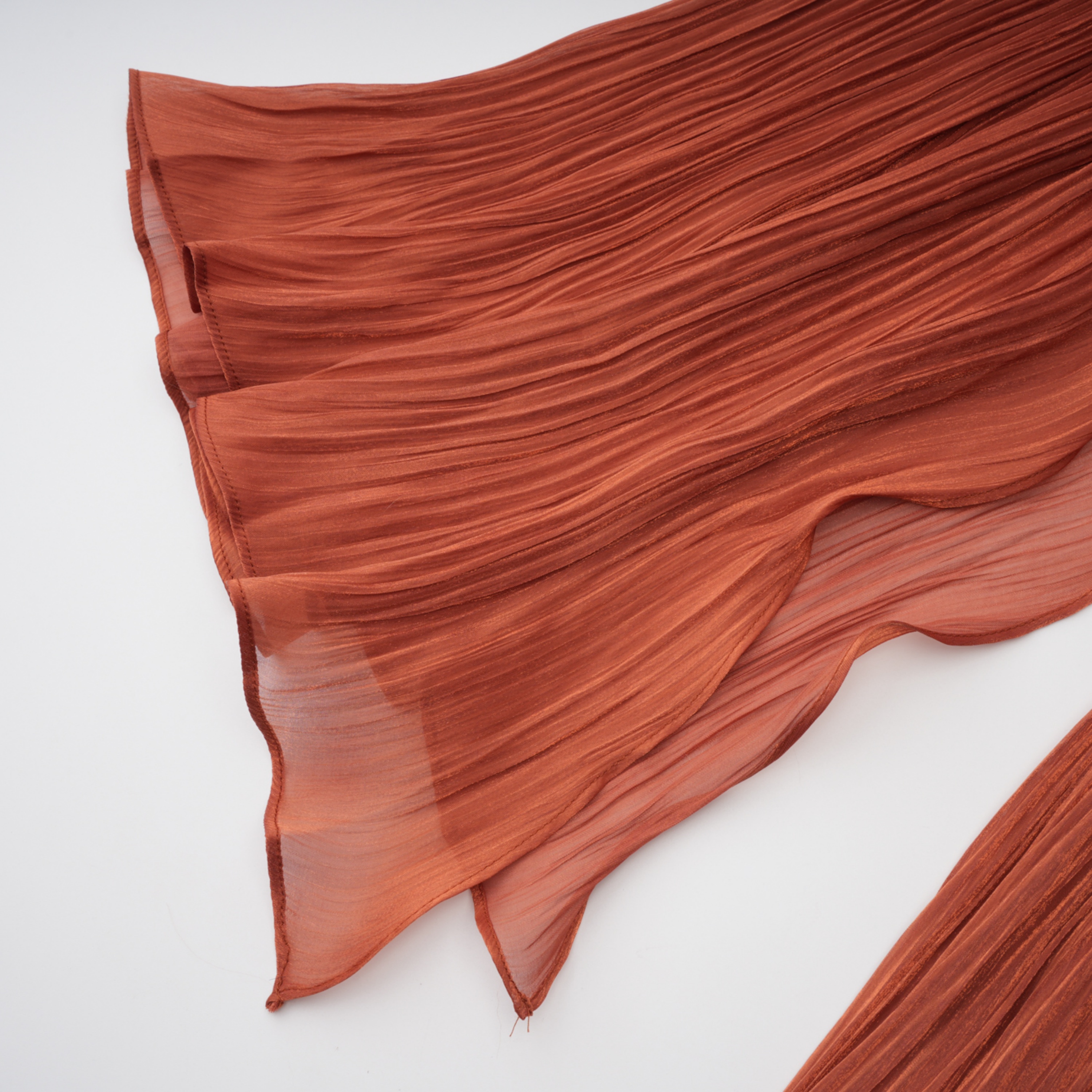 Merve Rust Brown Draped Ruched Maxi Dress