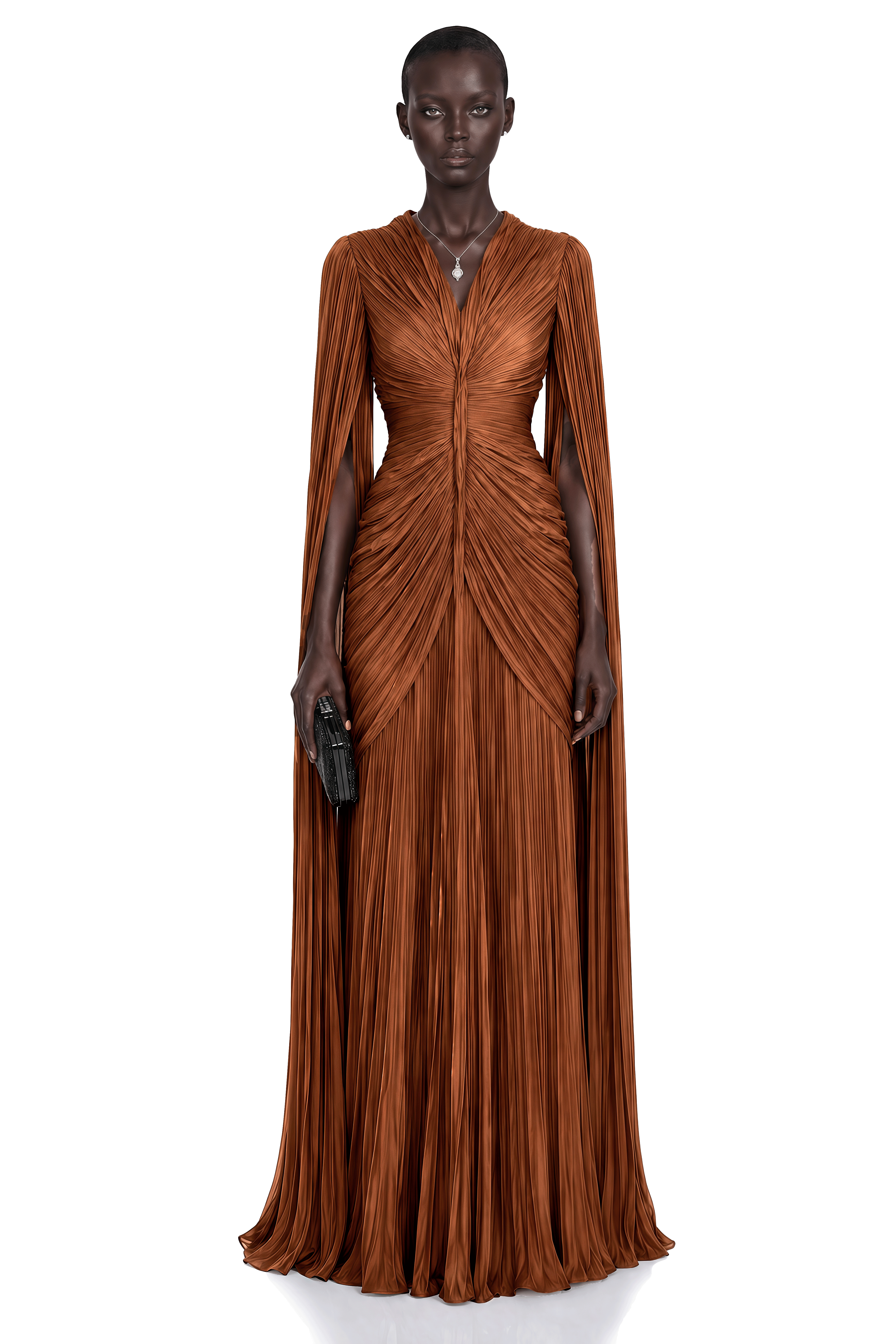 rusty brown dress Merve Rust Draped Ruched Maxi x-mappingIndex:5724-11852 PatBO x REVOLVE Midnight Size:6-12 Months forward design with wearable