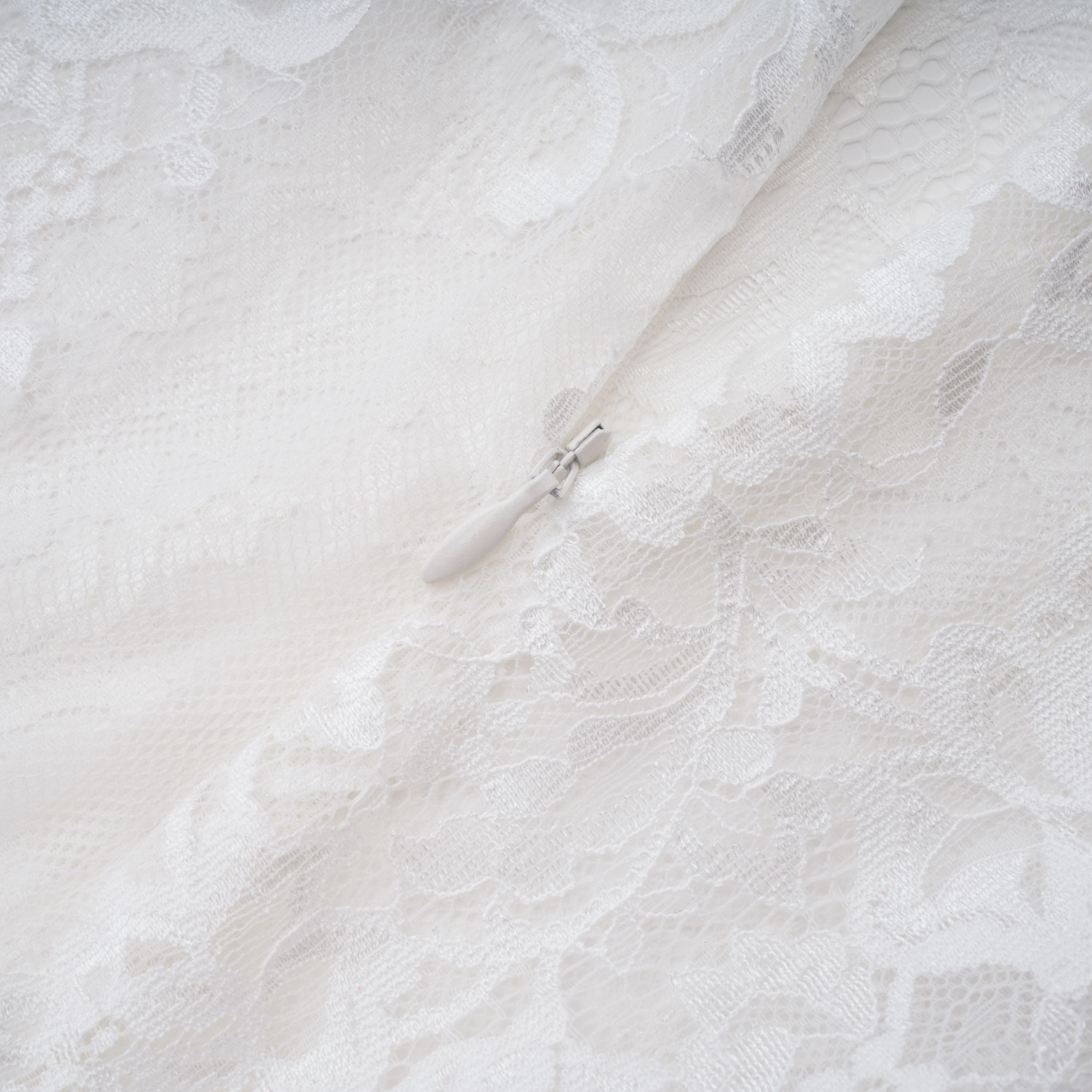 White Lace Convertible Gown with Detachable Skirt
