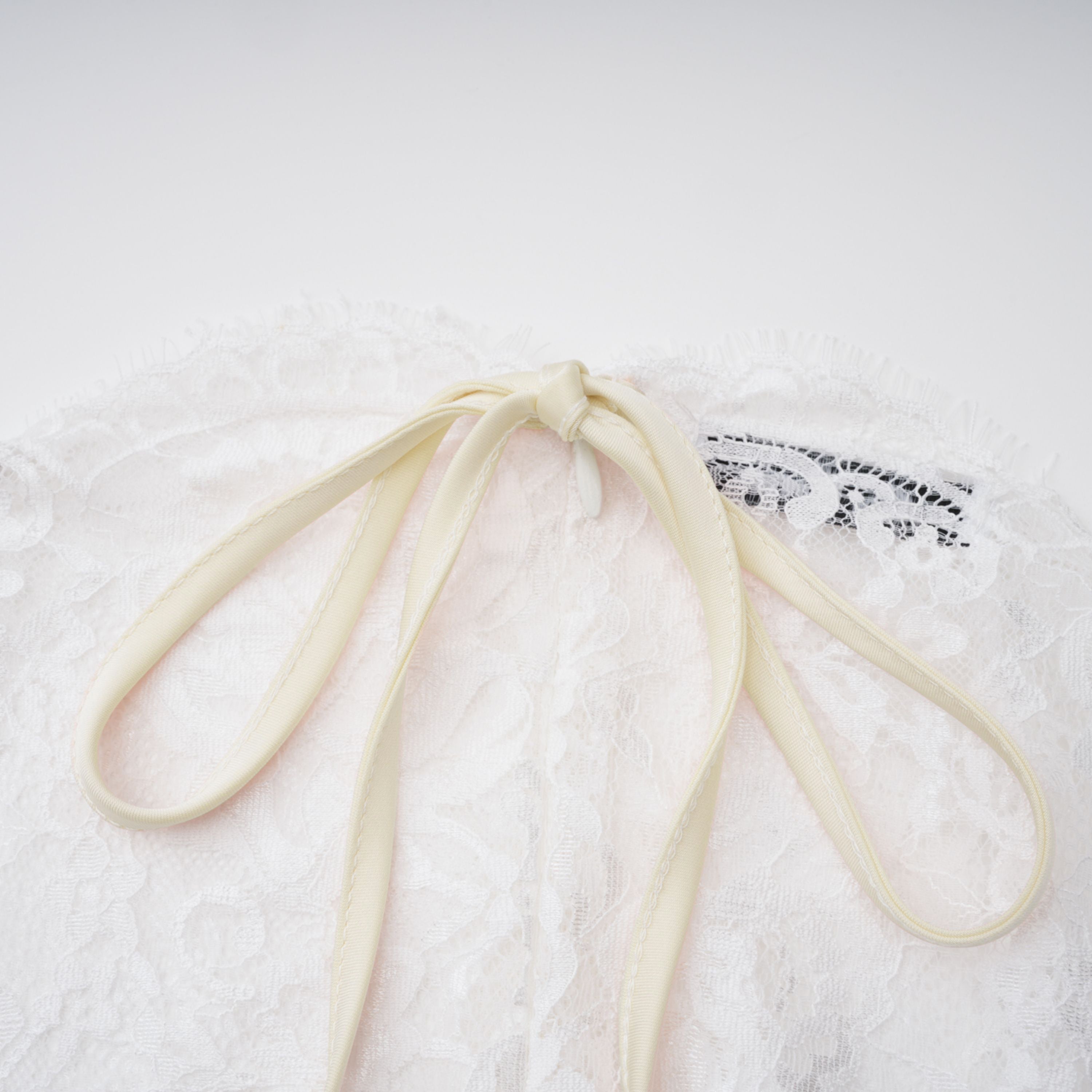 White Lace Convertible Gown with Long Sleeves