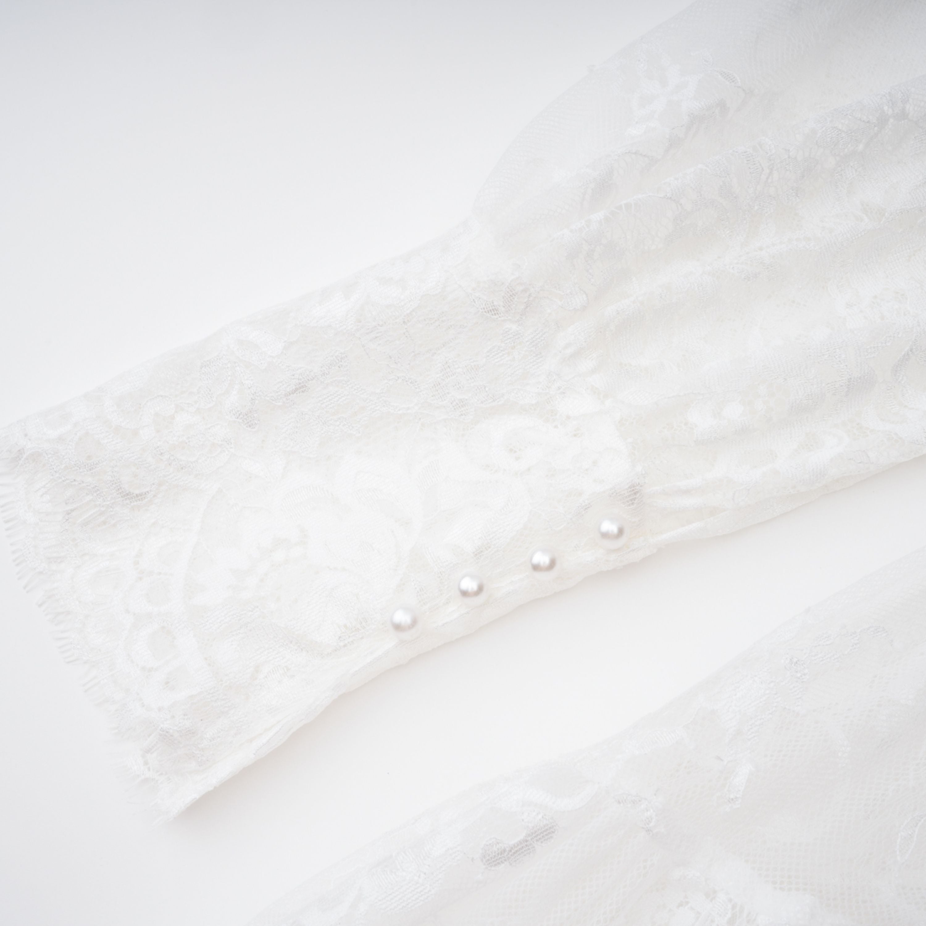 White Lace Convertible Gown with Long Sleeves