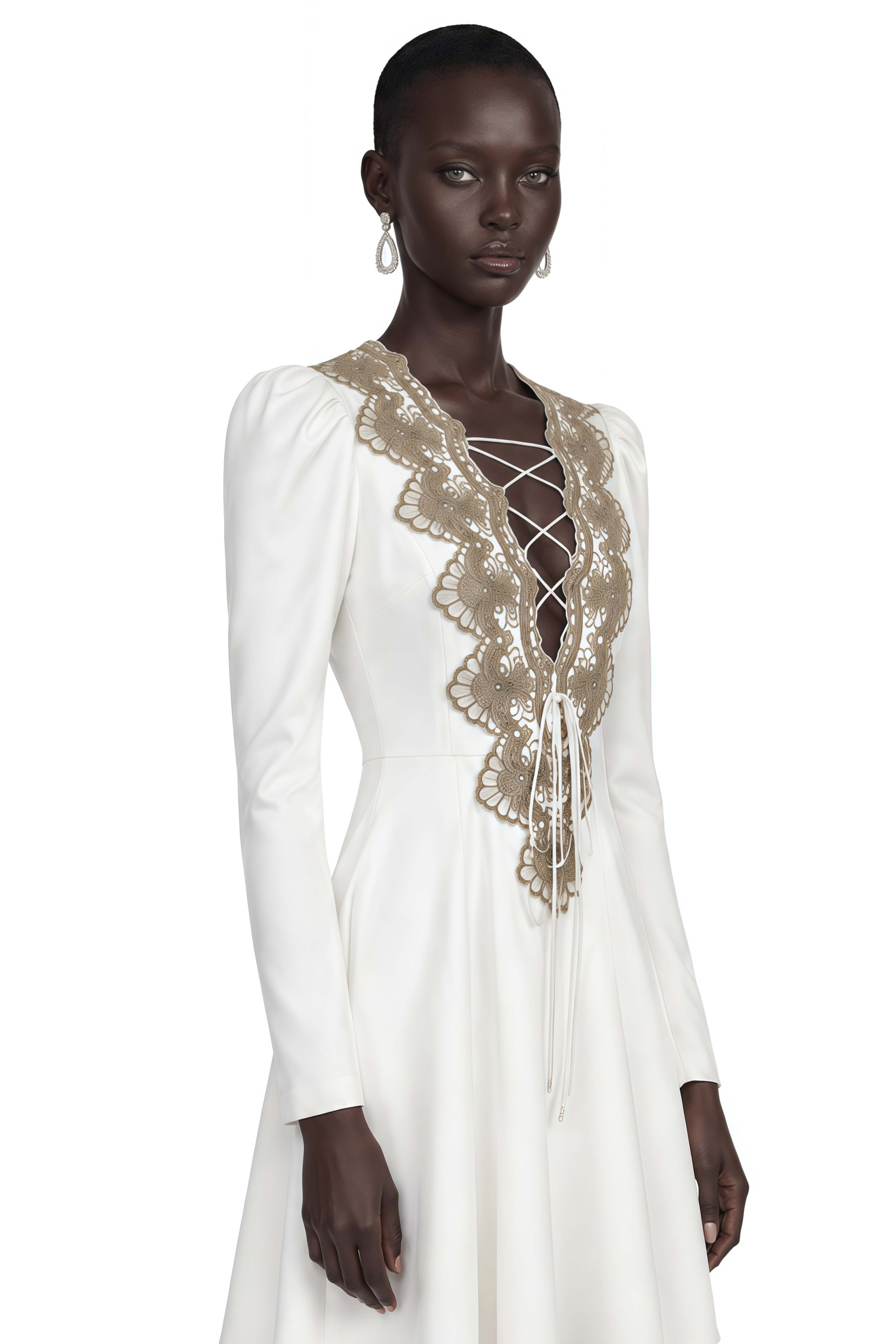 Miranda White Floral Applique Fit & Flare Mini Dress