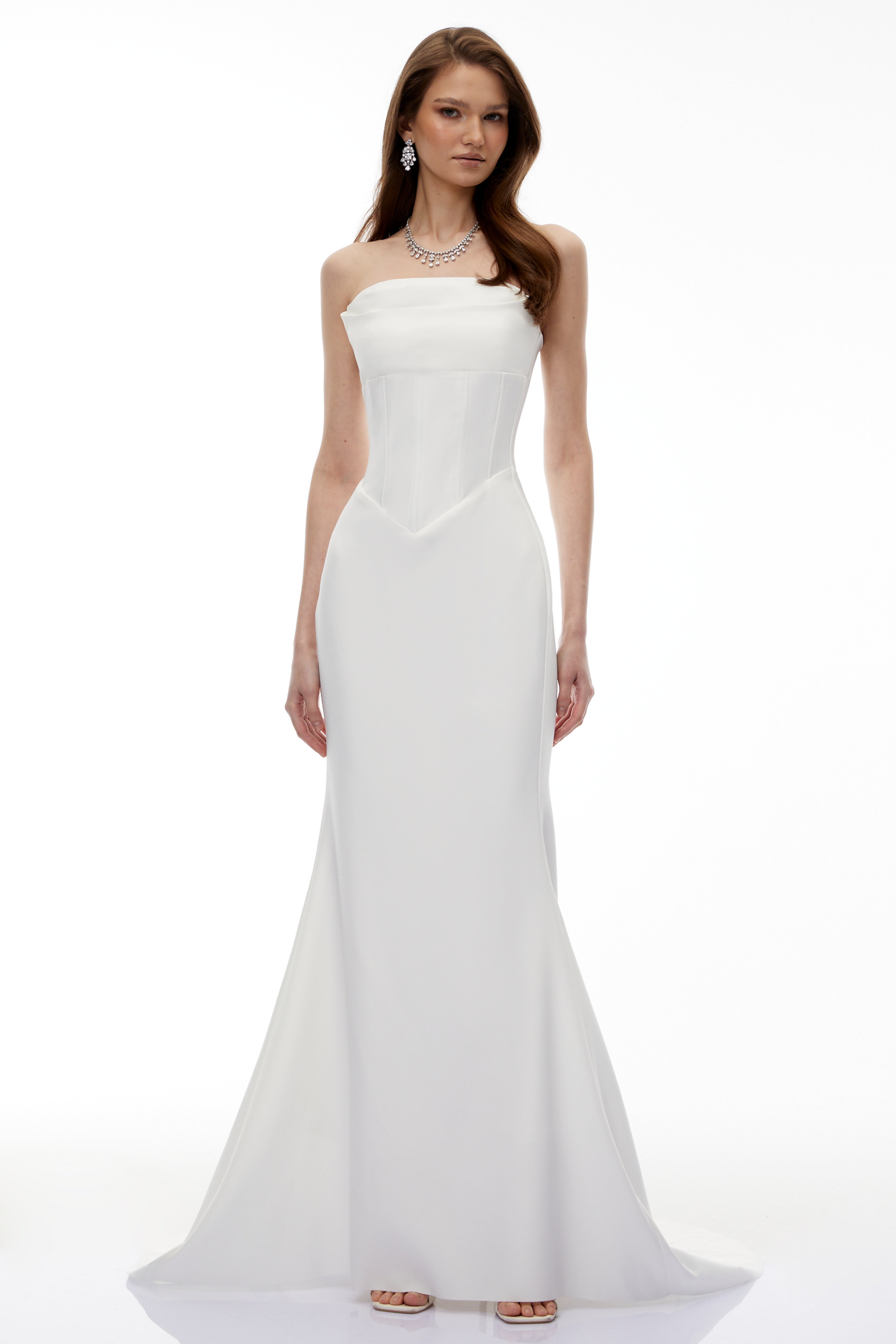 White Off Shoulder Corset Maxi Dress
