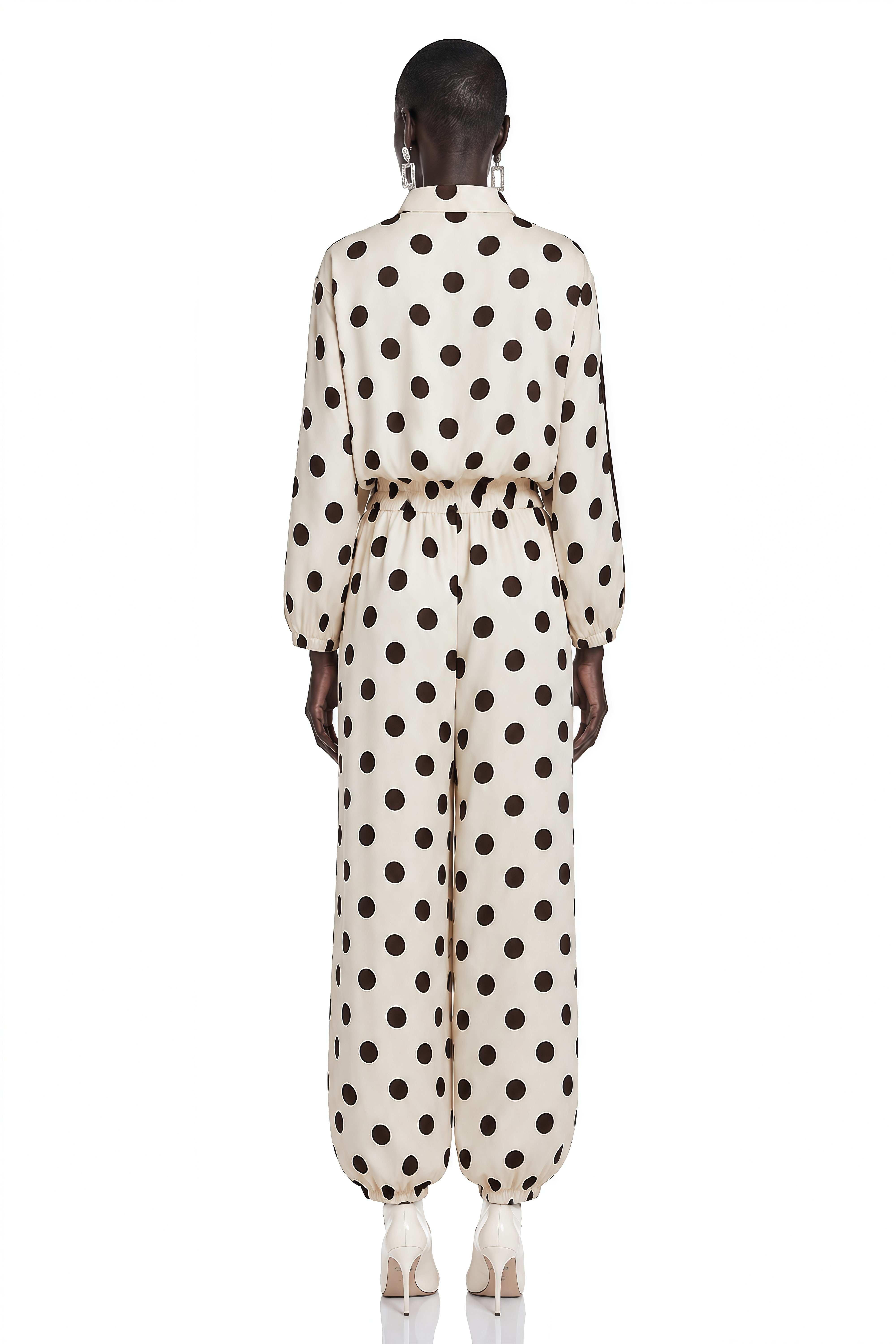 Miriam Neutral Polka Dot Jacket & Trousers Set