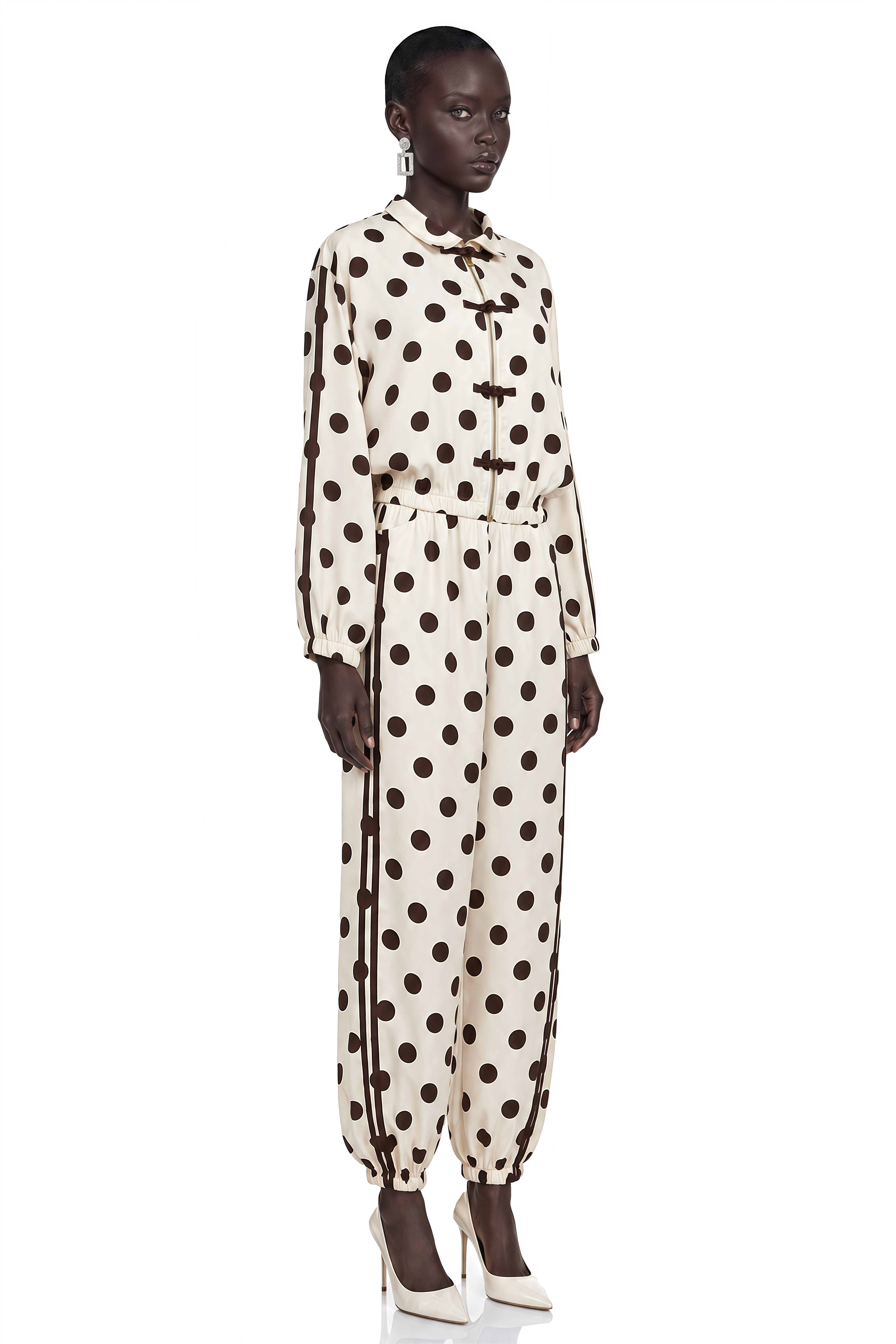 Miriam Neutral Polka Dot Jacket & Trousers Set