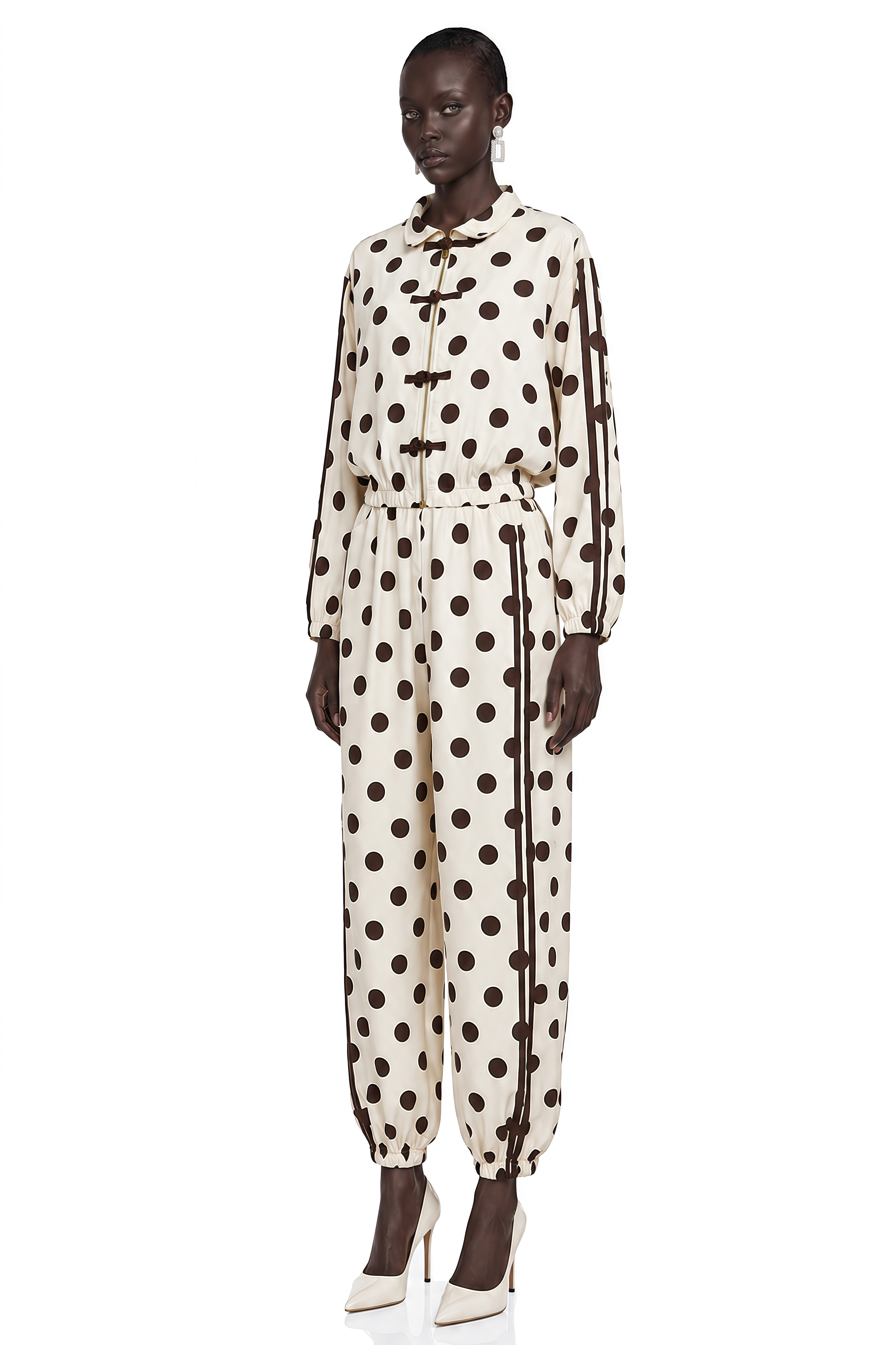Miriam Neutral Polka Dot Jacket & Trousers Set