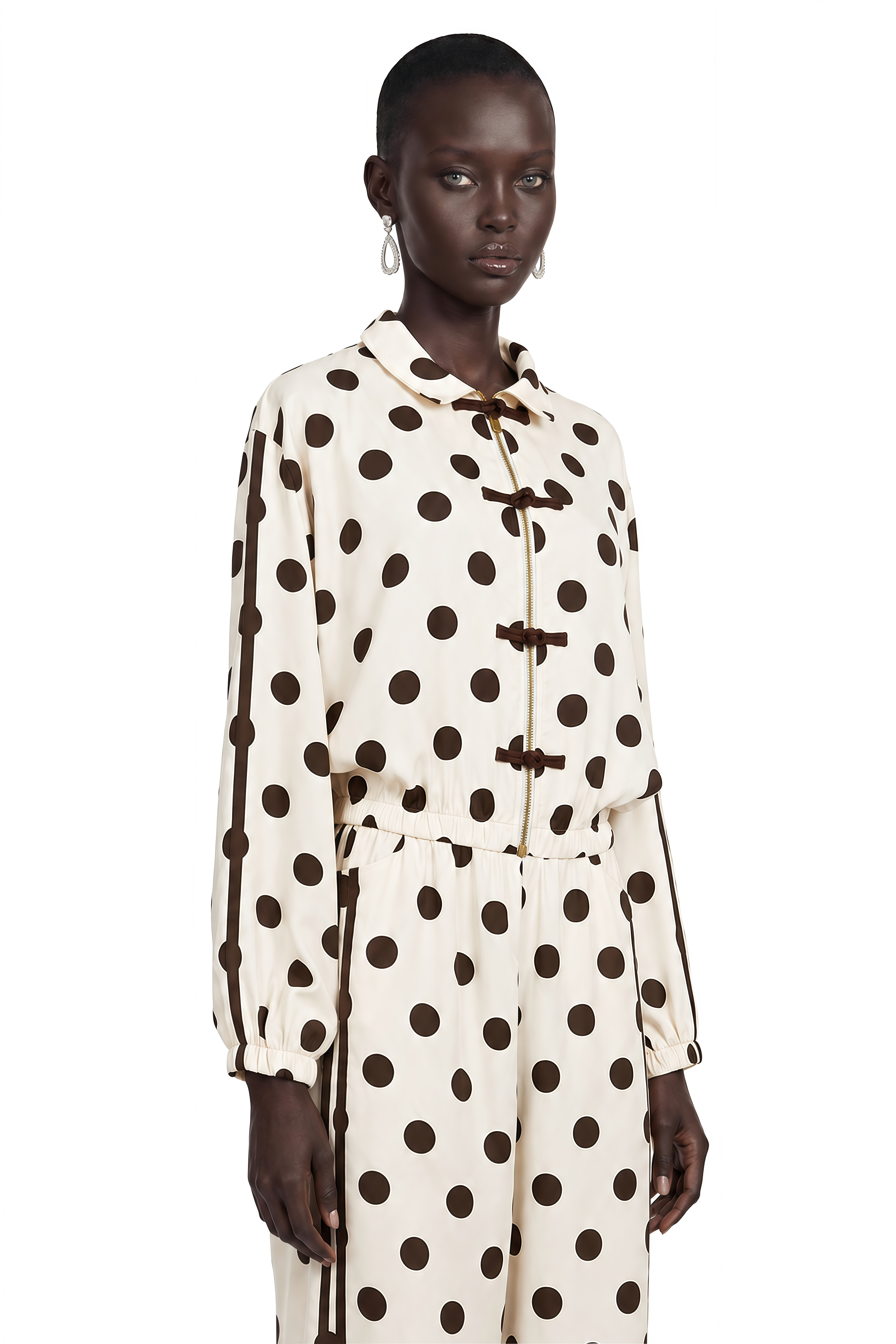Miriam Neutral Polka Dot Jacket & Trousers Set