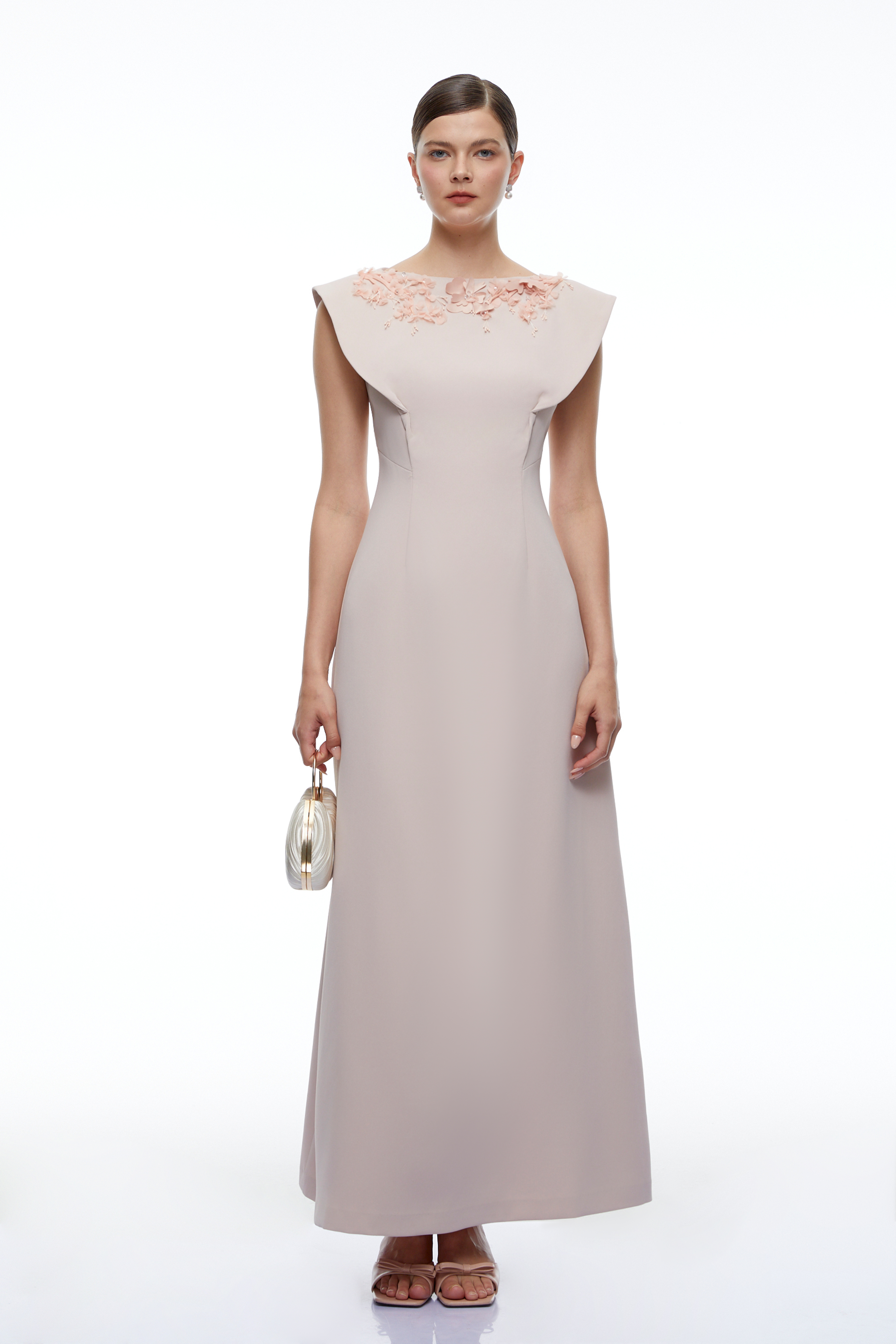 Moira Pink Floral Appliqué Sleeveless Maxi Dress