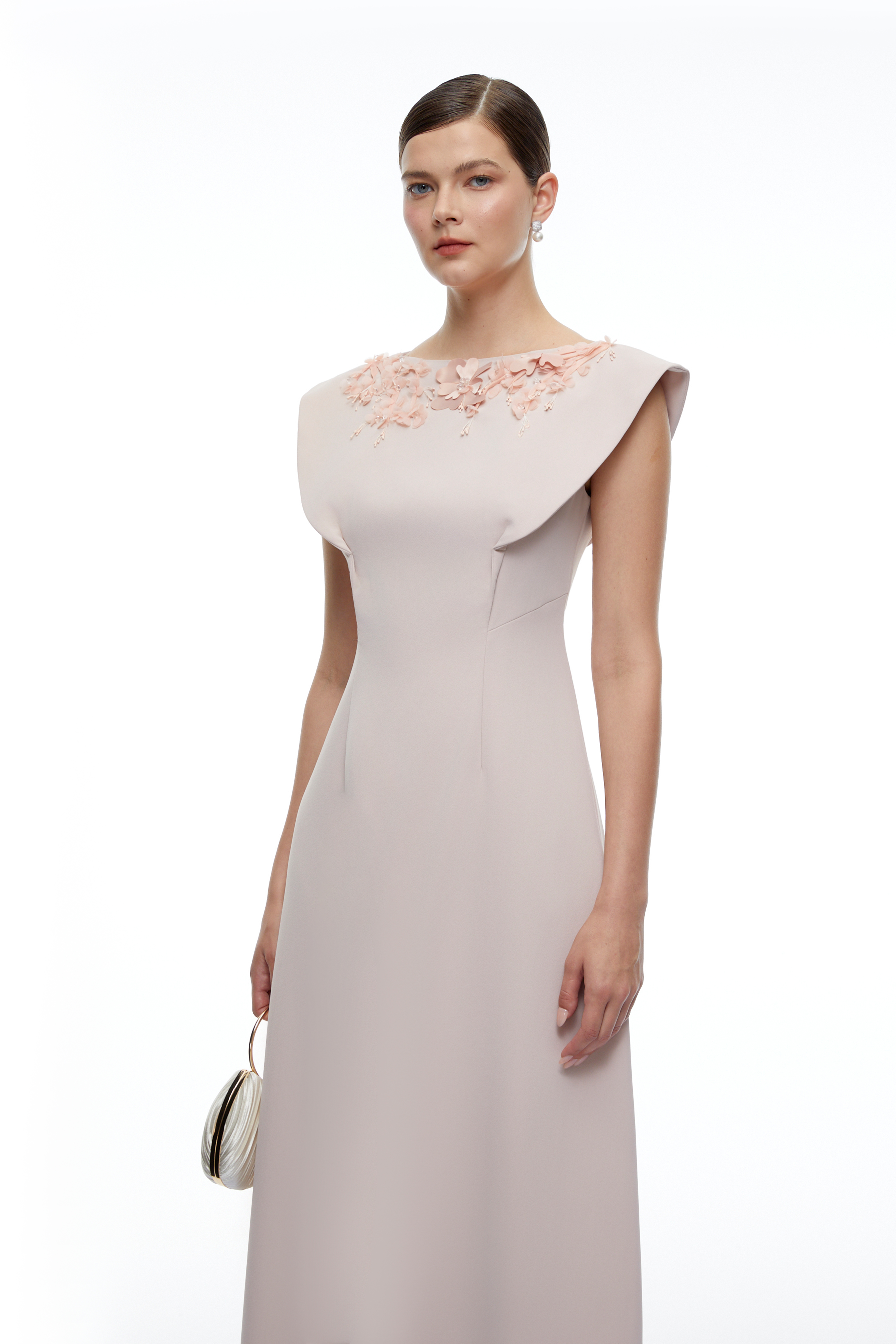 Moira Pink Floral Appliqué Sleeveless Maxi Dress