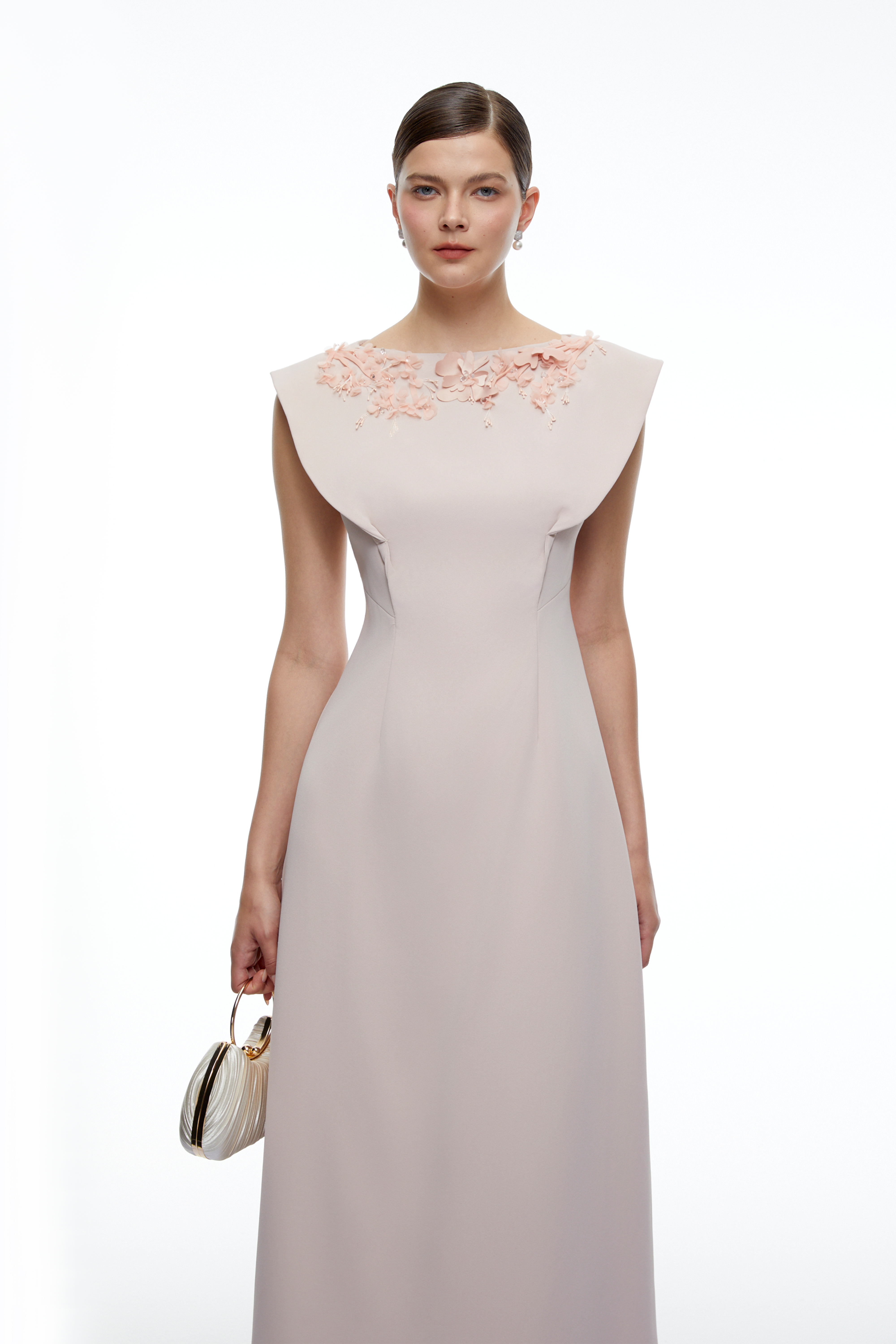 Moira Pink Floral Appliqué Sleeveless Maxi Dress