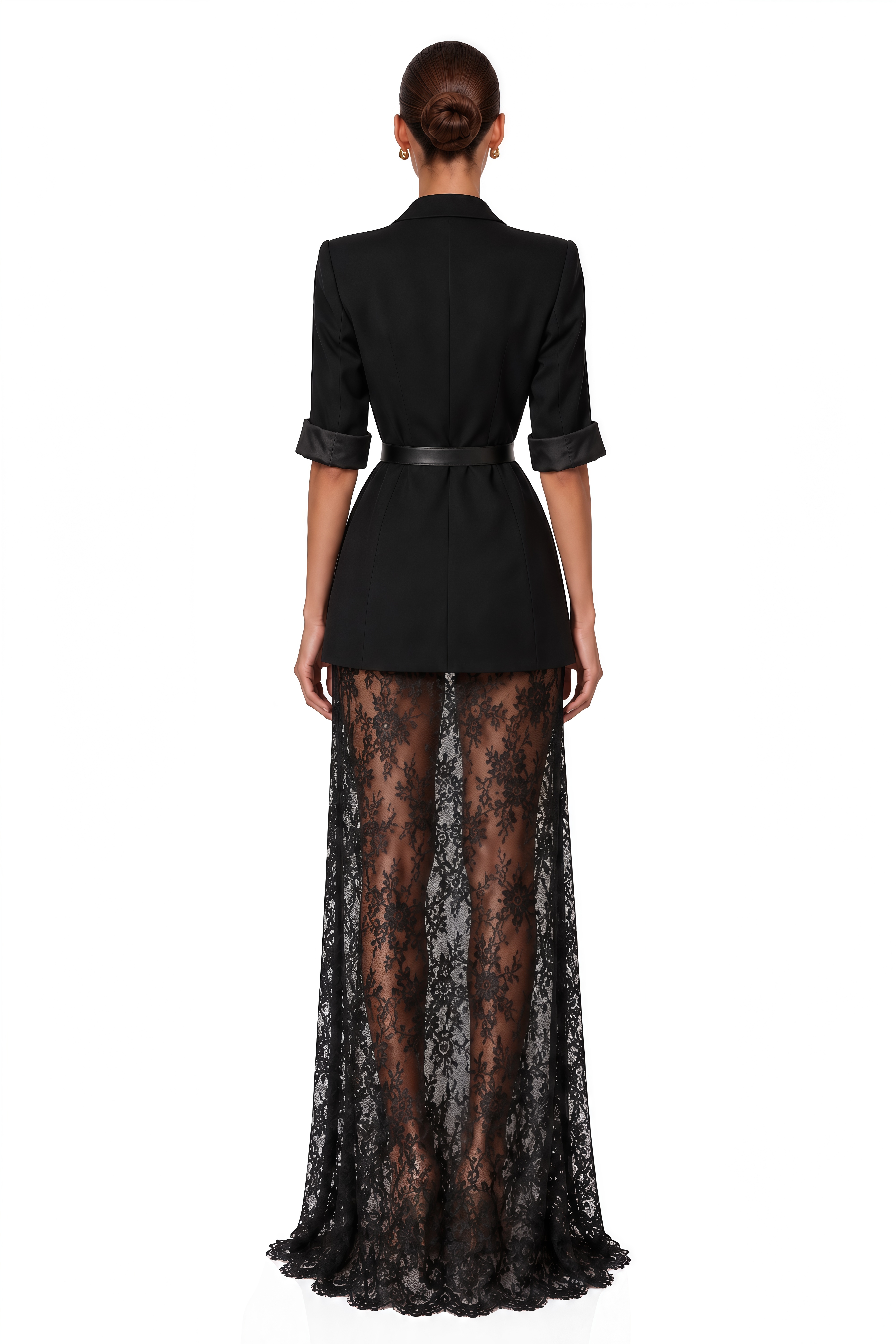Natalia Black Blazer & Lace Maxi Dress Set