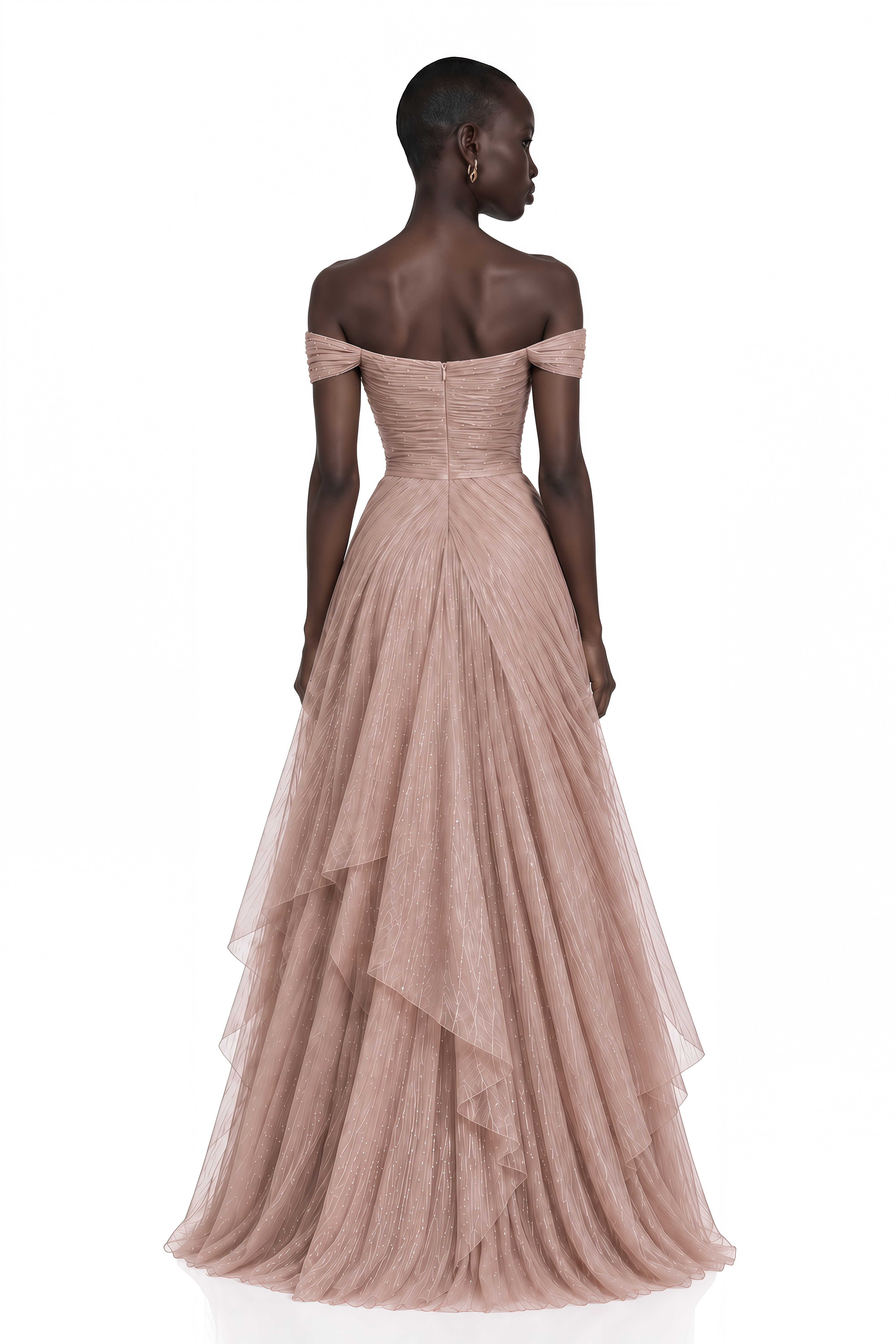 Natalie Dusty Rose Off Shoulder Ruffle Maxi Dress