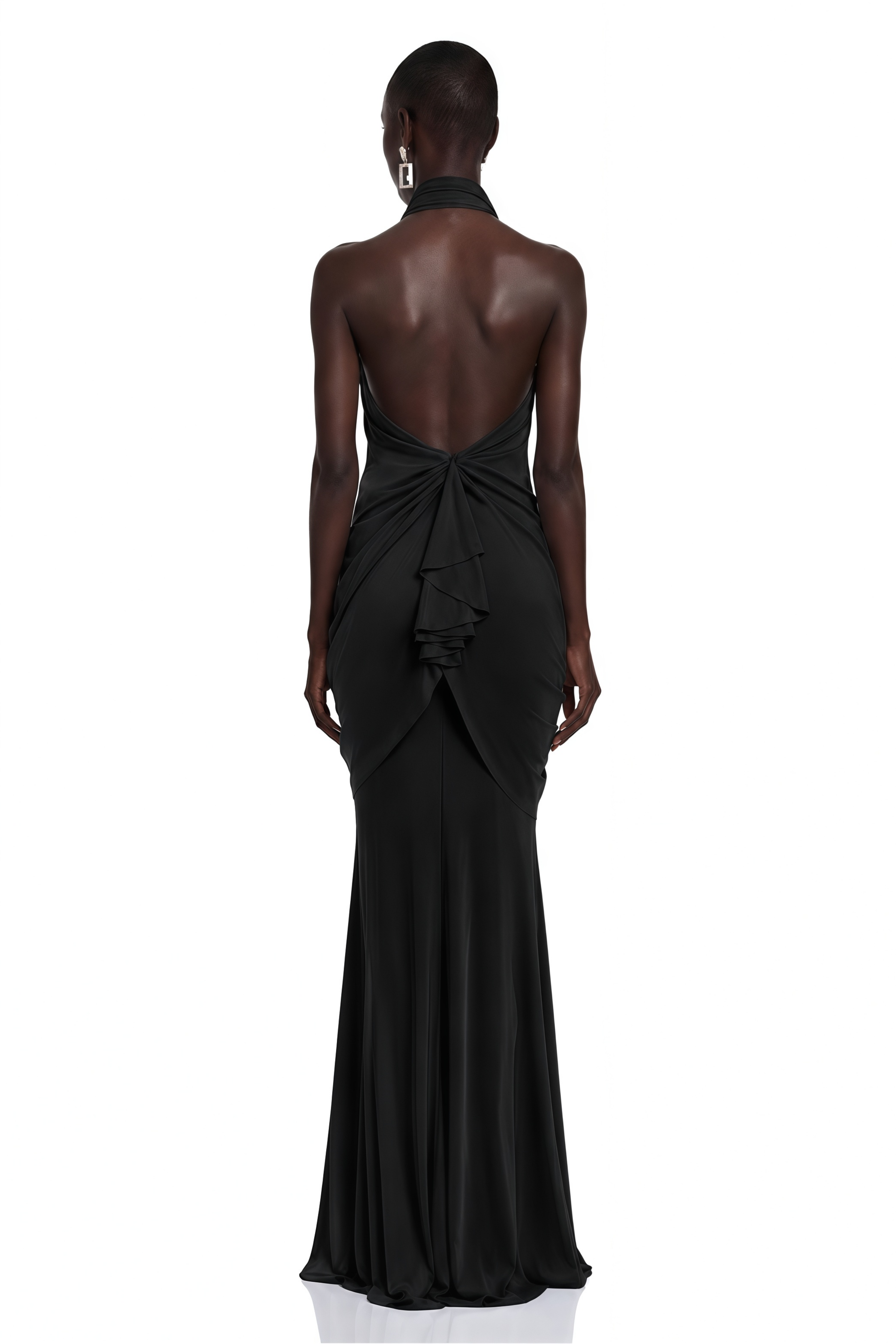 Nerina Black Draped Halterneck Maxi Dress