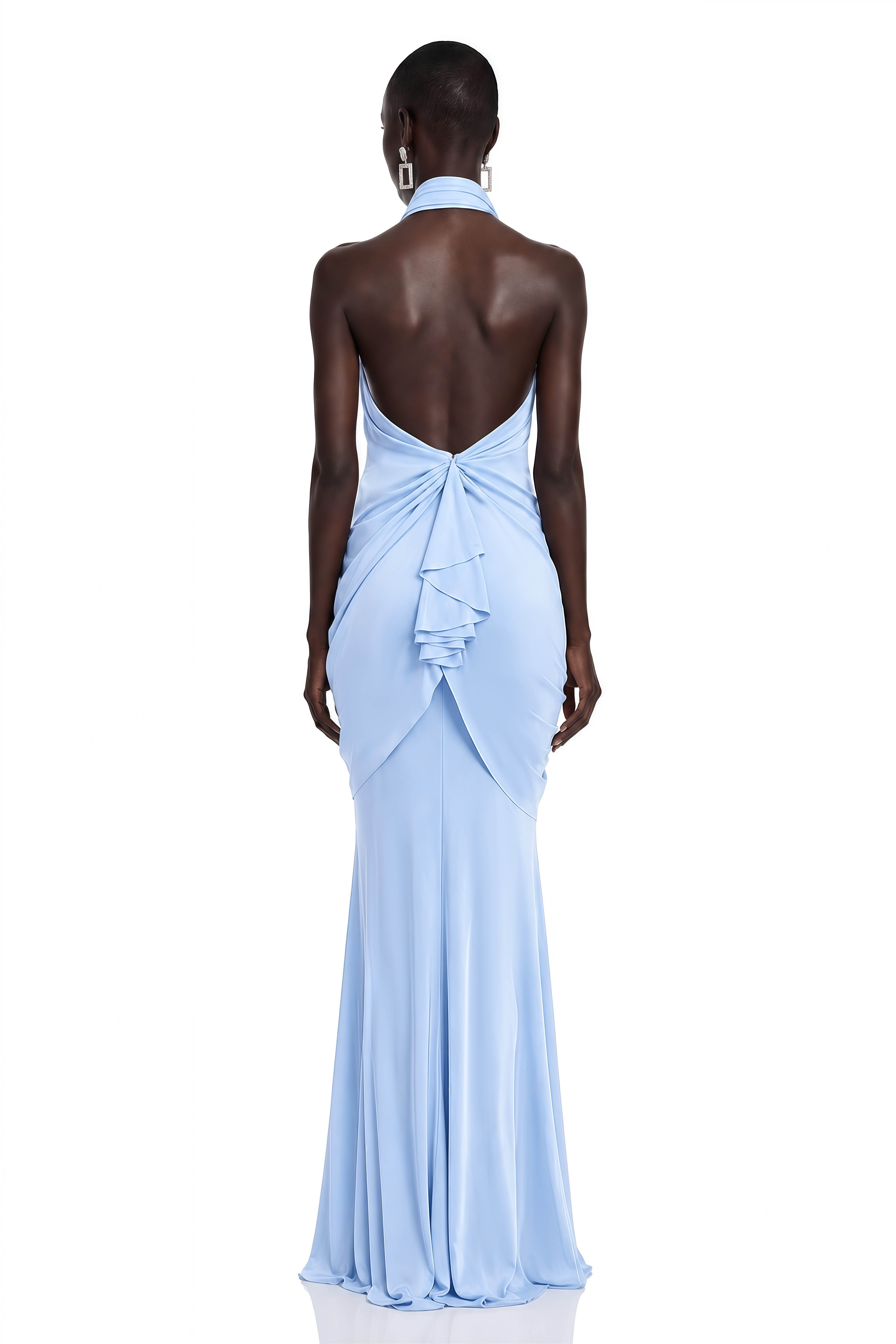 Nerina Blue Draped Halterneck Maxi Dress