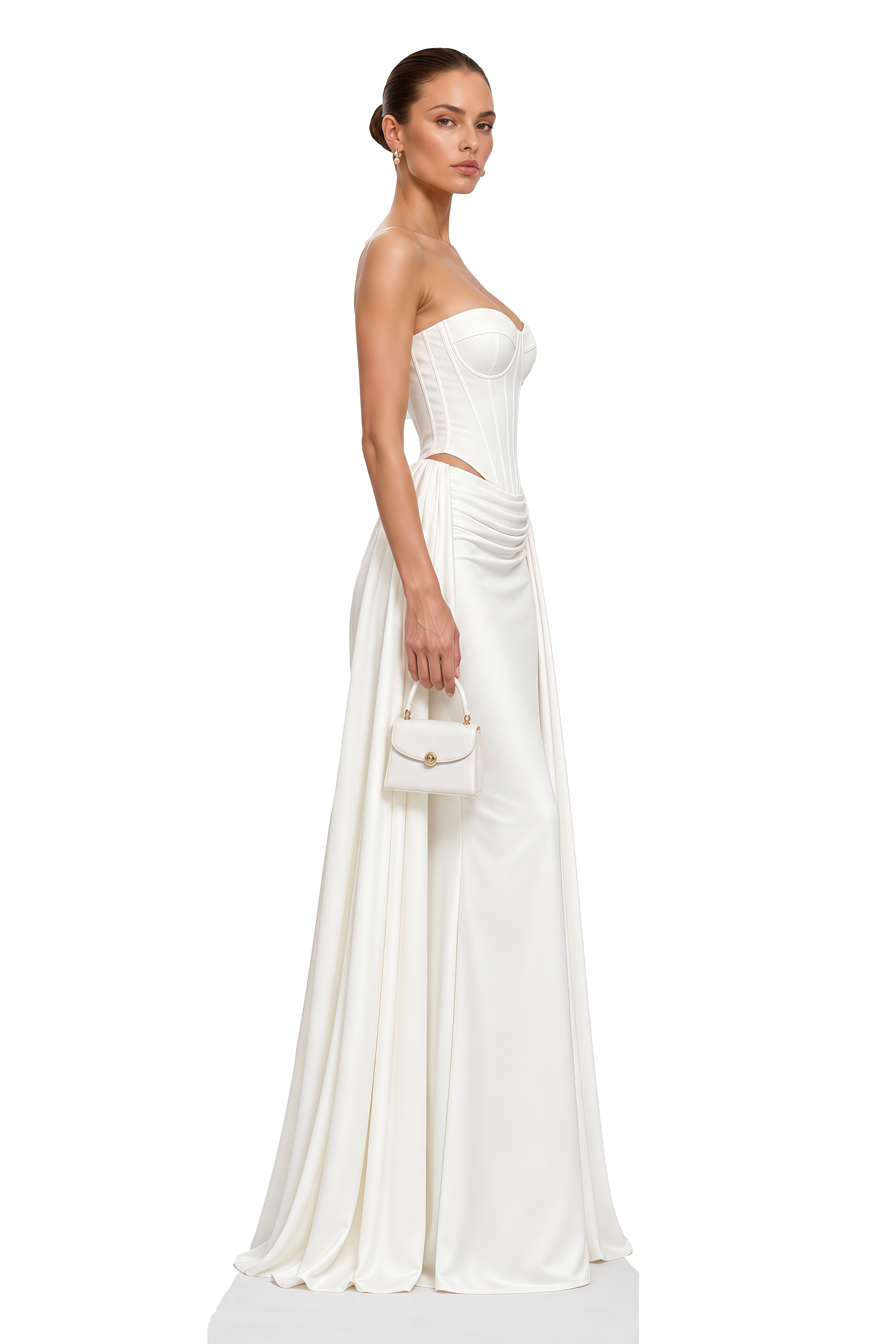 Nitara White Strapless Corset Top & Maxi Skirt Set