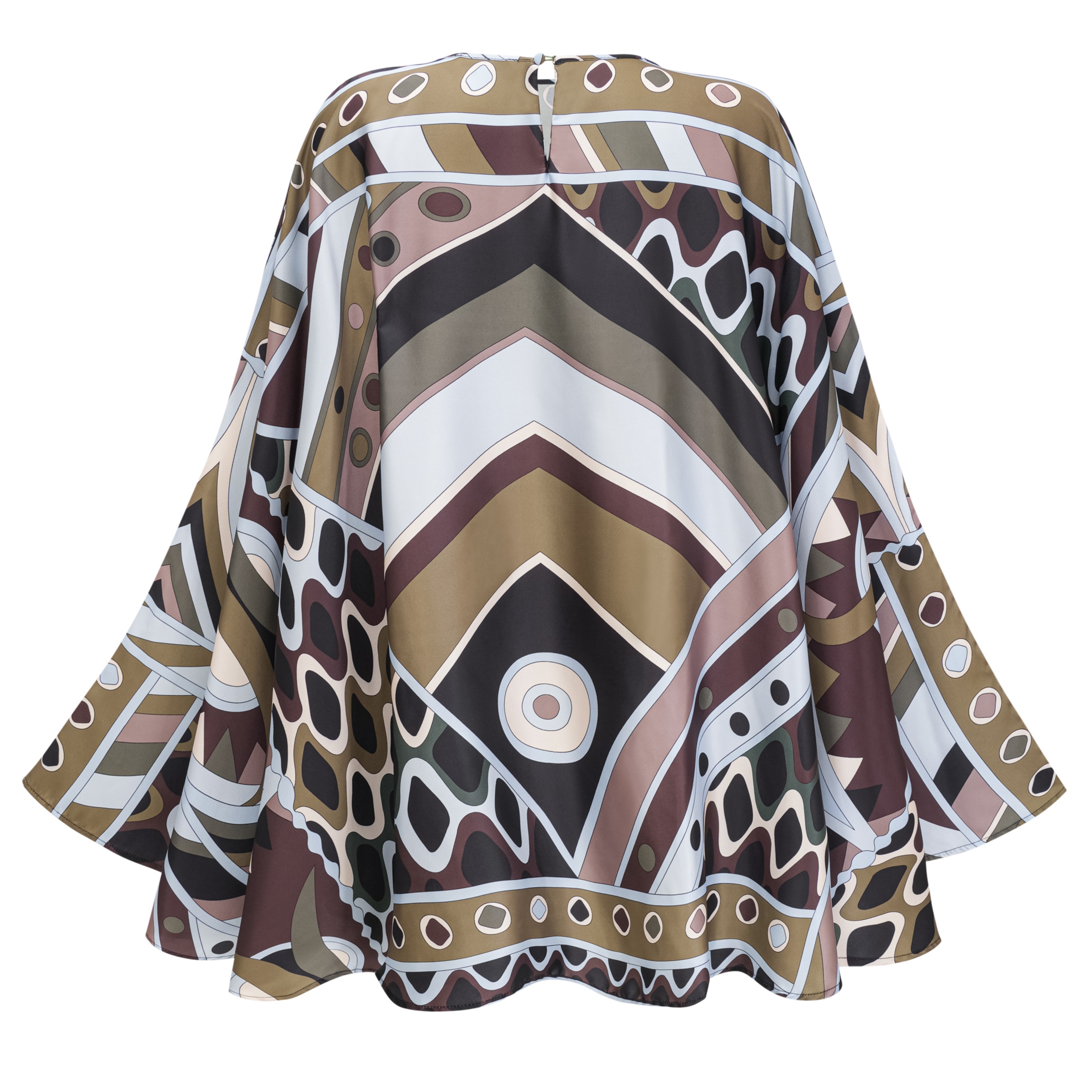 Noemi Brown Printed Cape Sleeve Mini Dress