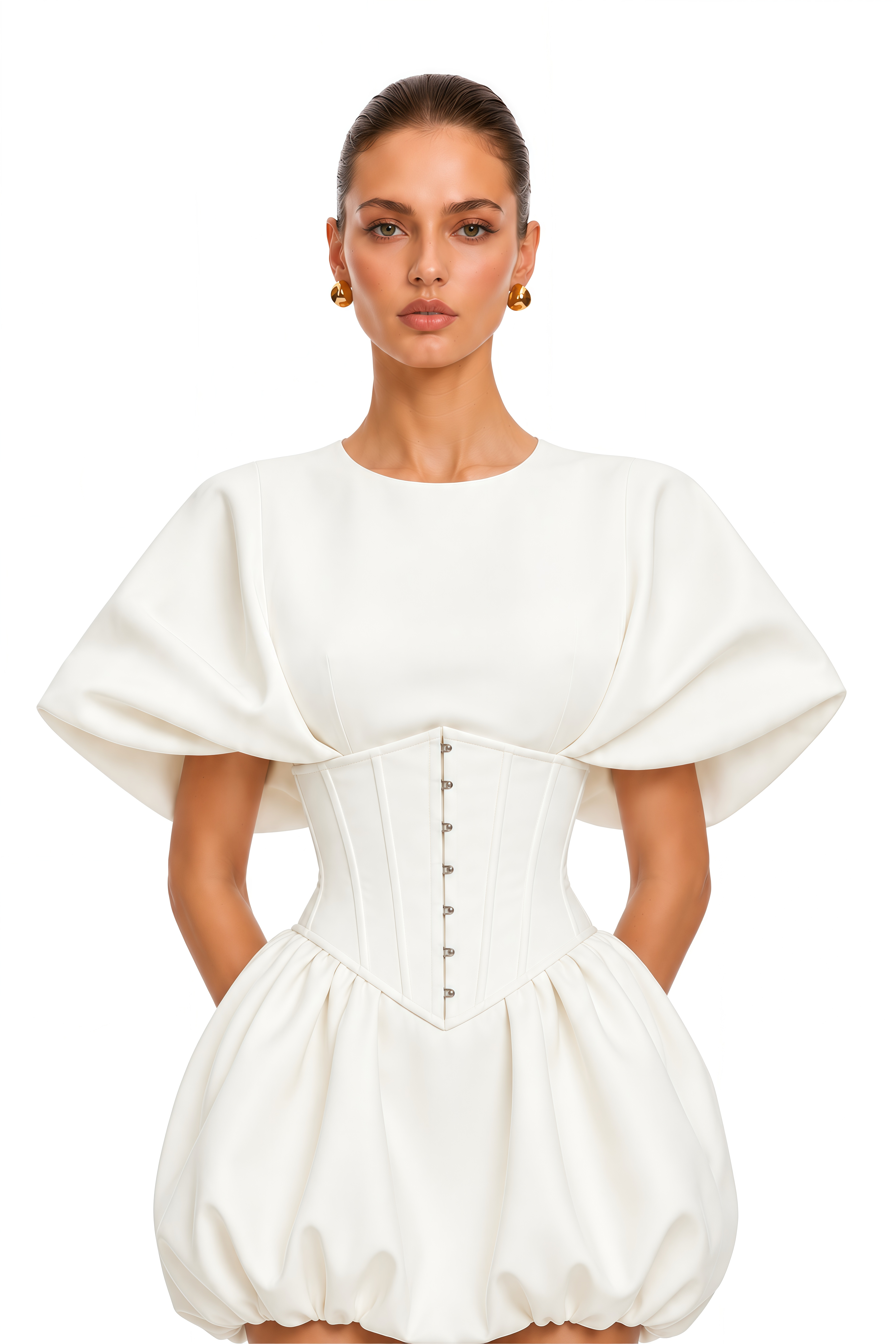 Nuri White Corset Bubble Mini Dress