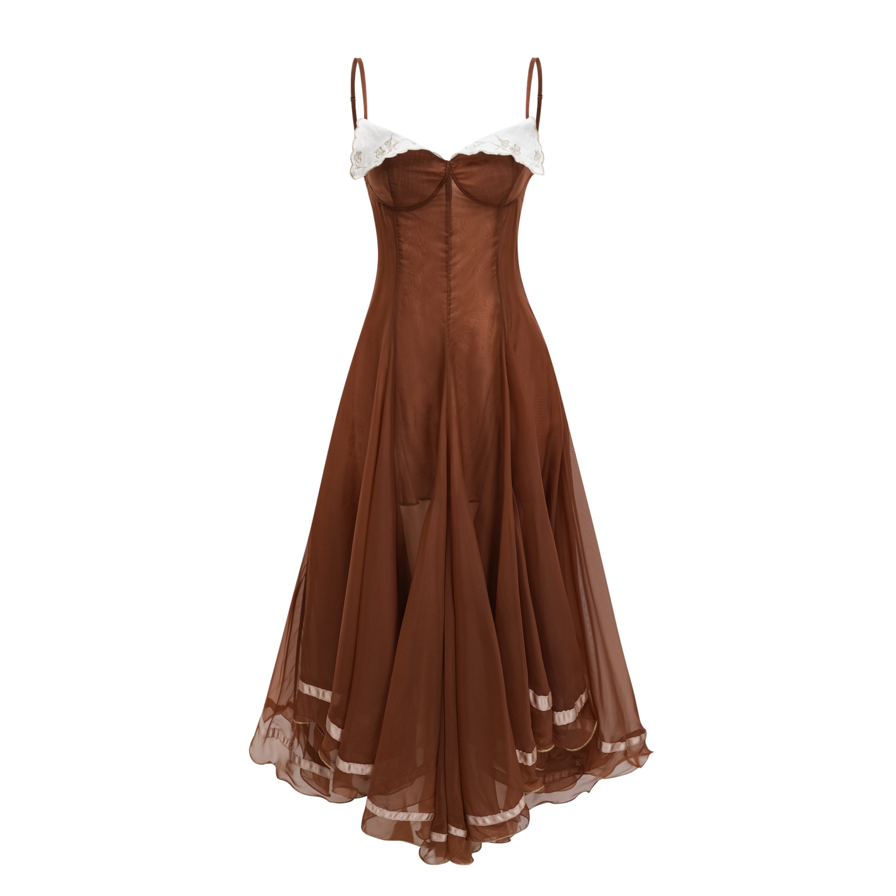 Nuria Rust Brown Asymmetrical Midi Dress