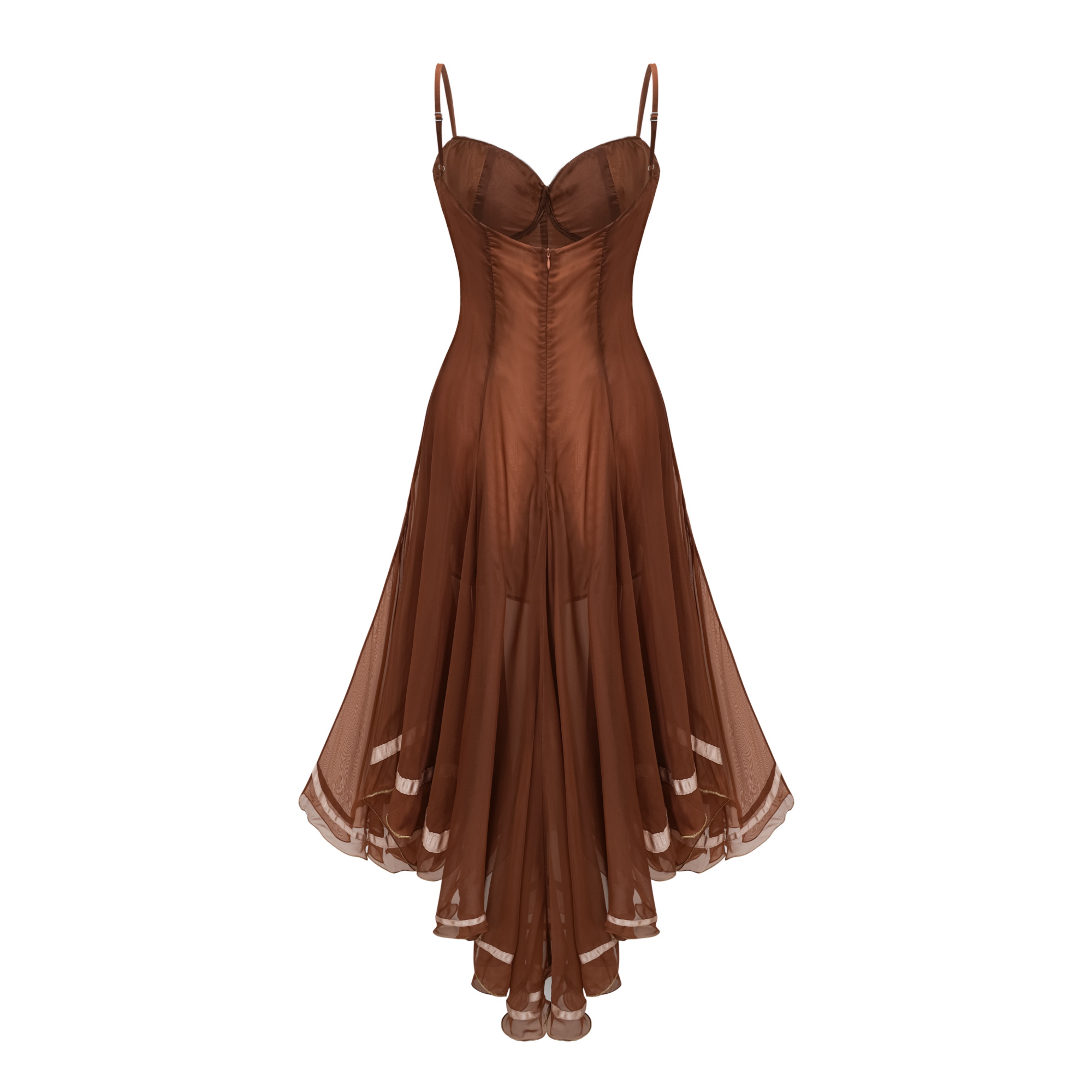 Nuria Rust Brown Asymmetrical Midi Dress