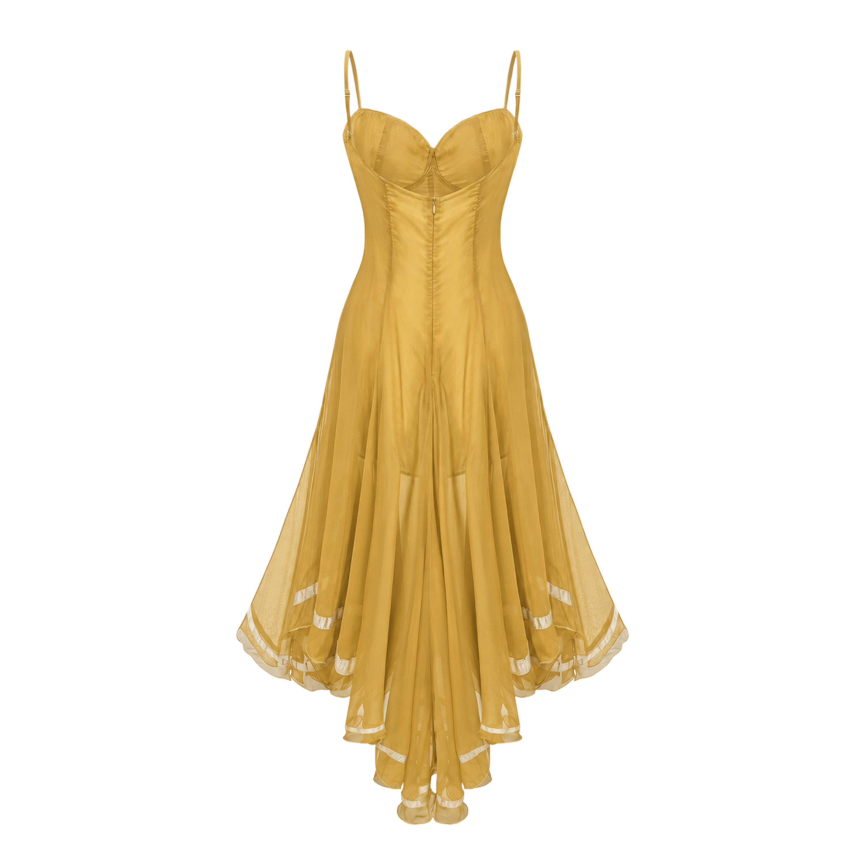 Nuria Yellow Asymmetrical Midi Dress