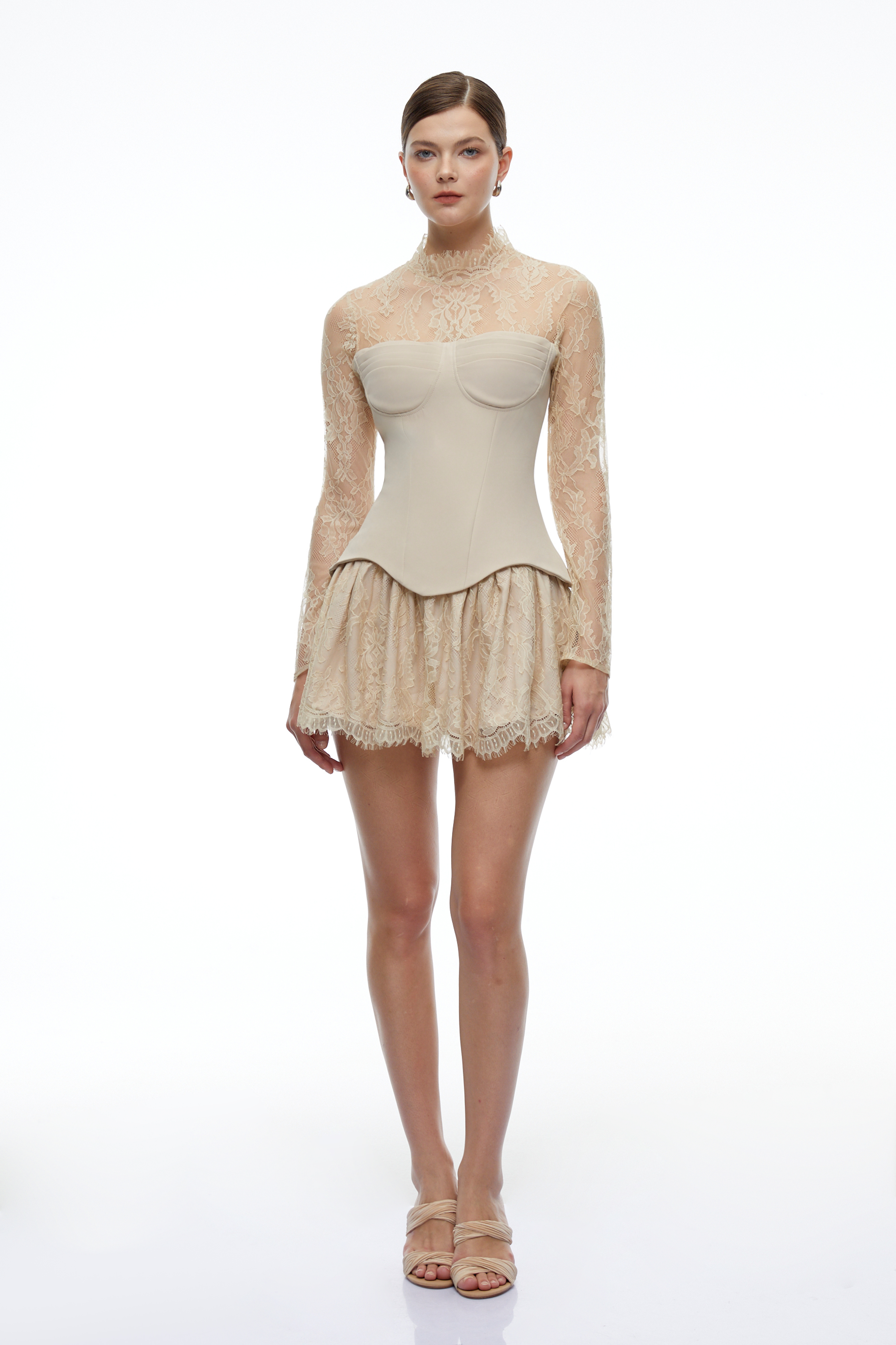 Nyzelle Neutral Lace Corset Mini Dress – Miss Rosier