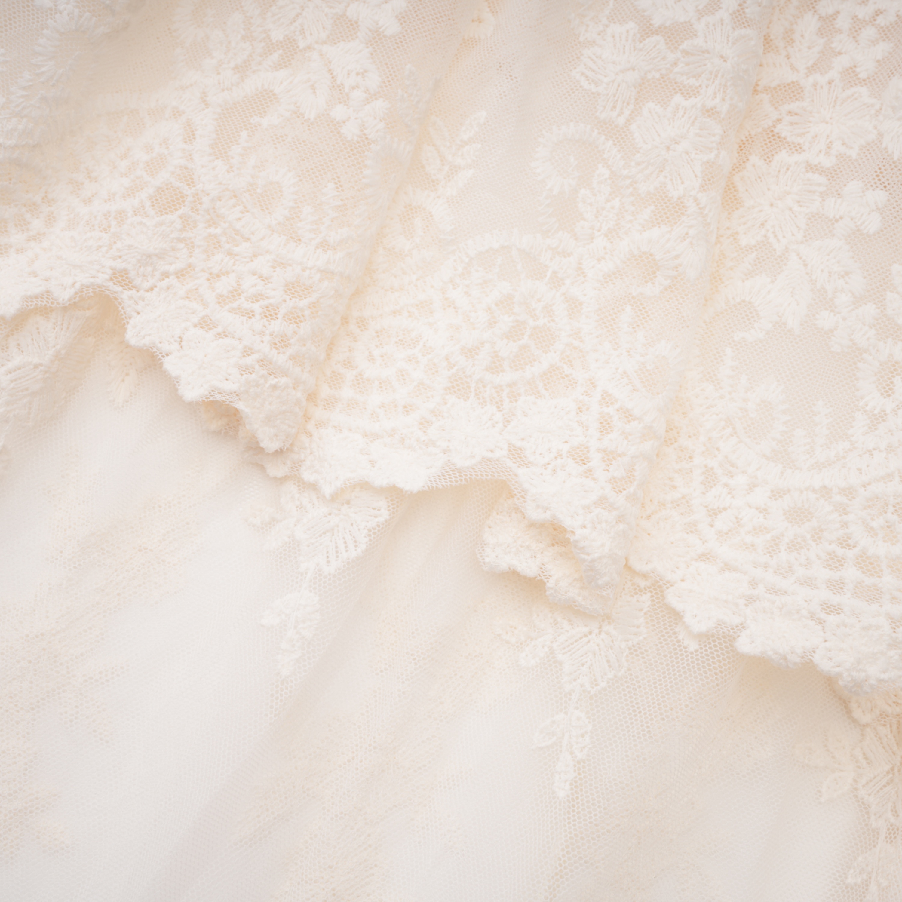 Ocean Cream Lace Ruffled Maxi Dress