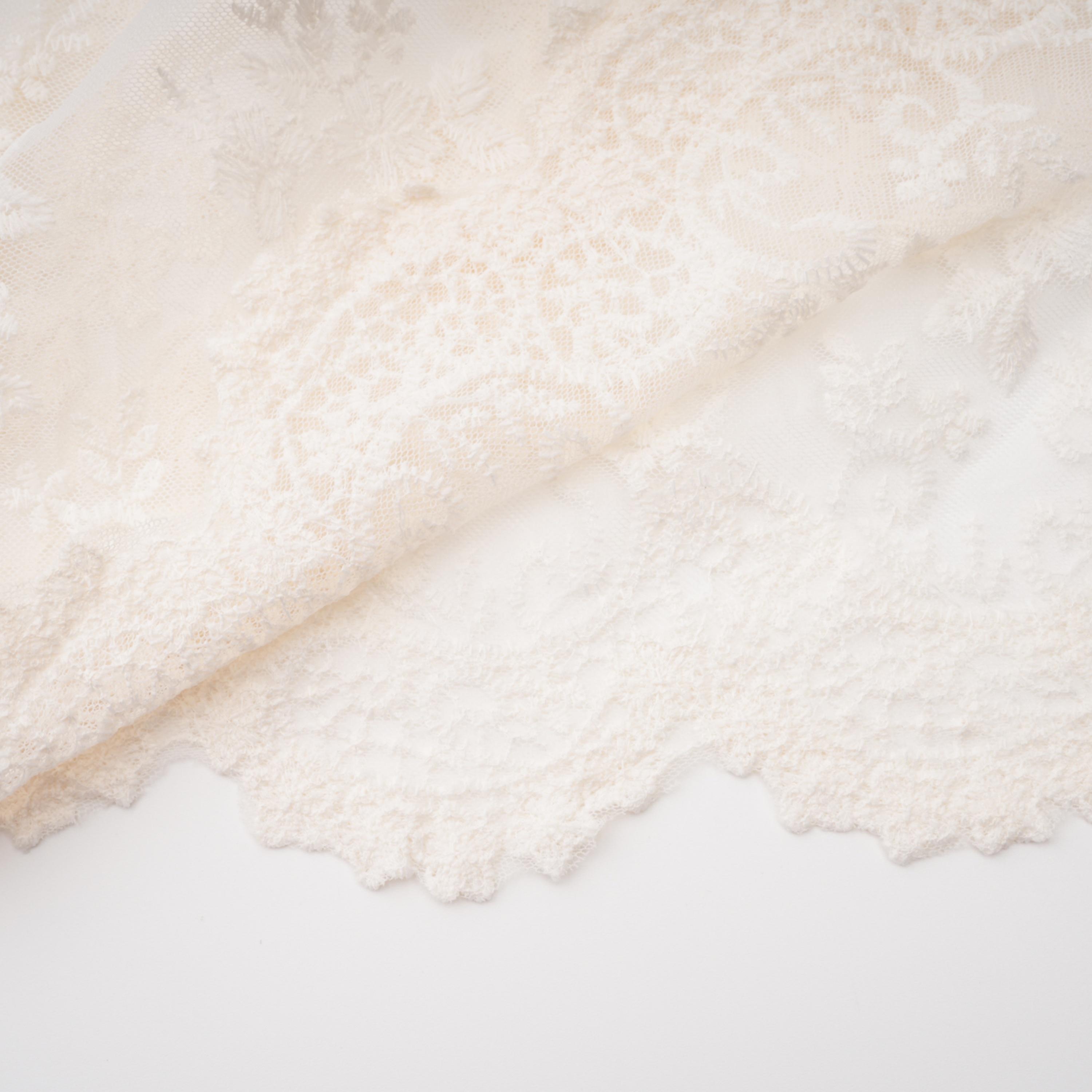 Ocean Cream Lace Ruffled Maxi Dress