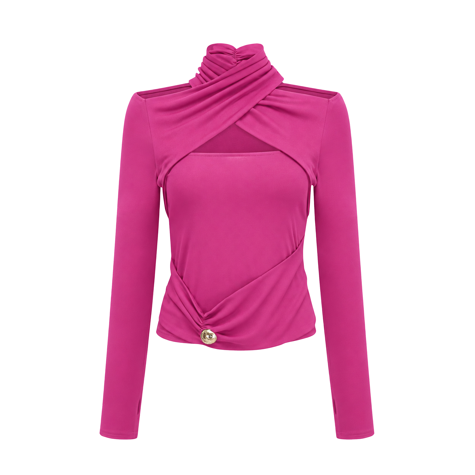 Odette Fuchsia Ruched Stretch-Jersey Top