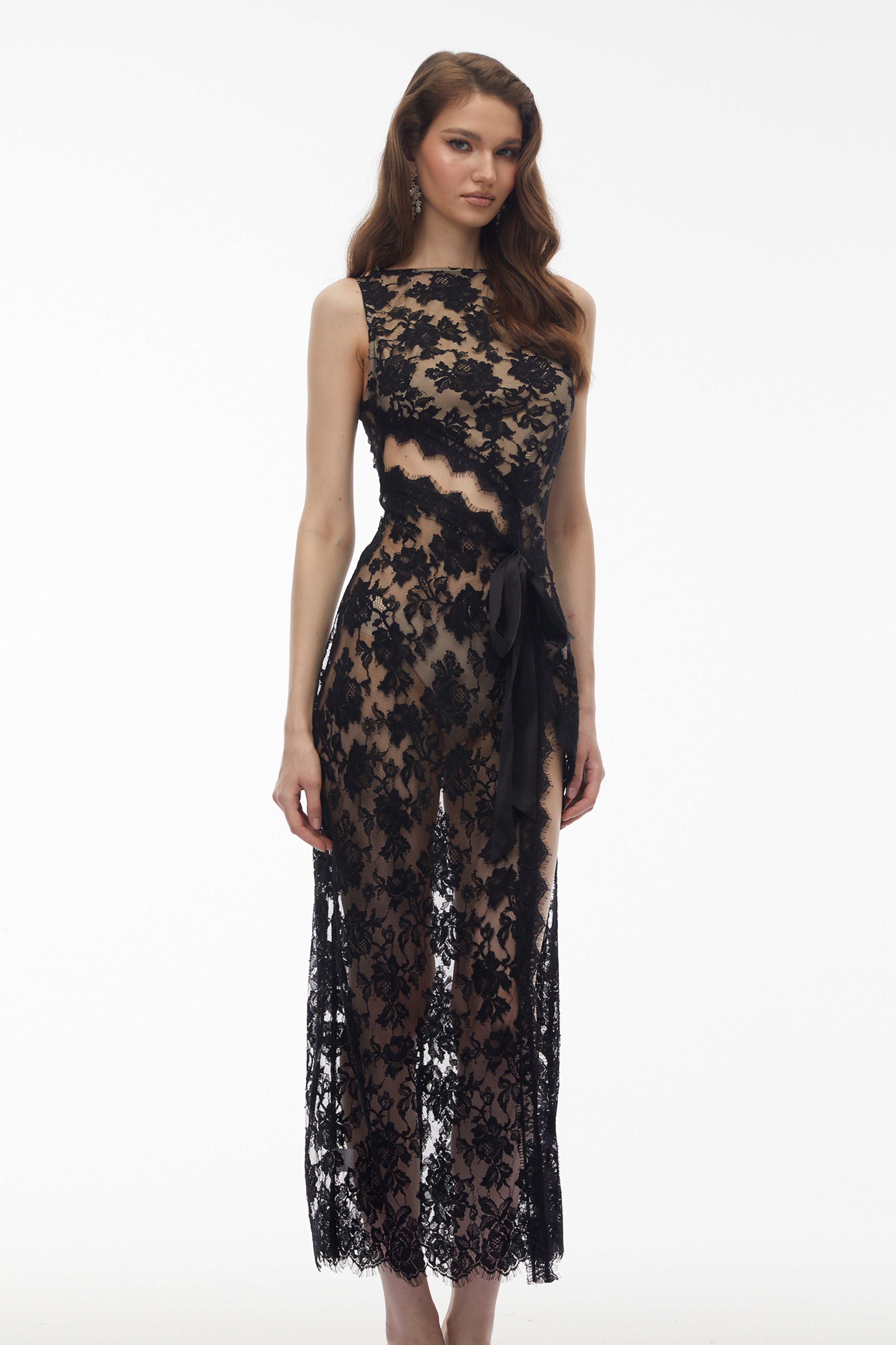 High Slit Lace Maxi Dress