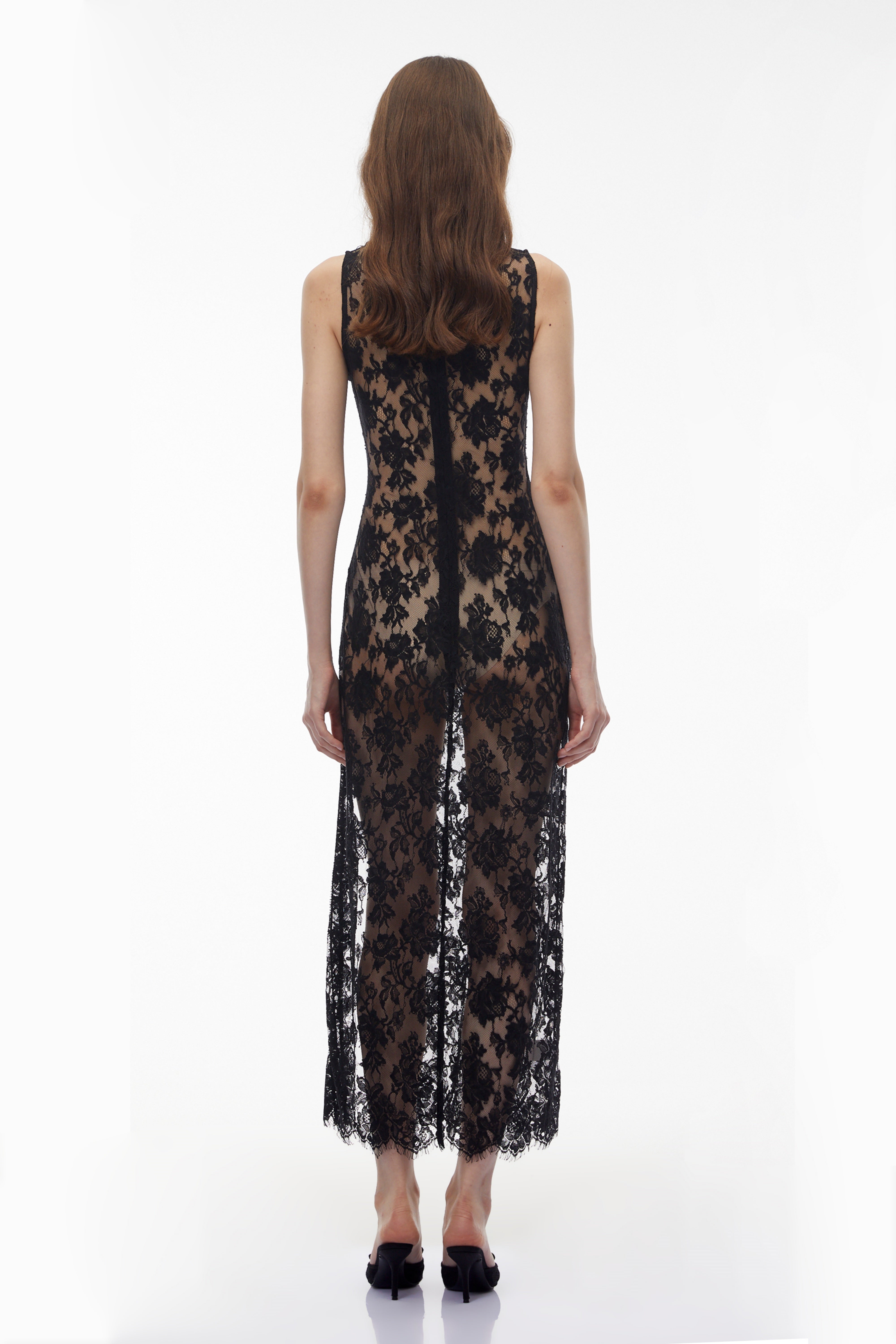 High Slit Lace Maxi Dress