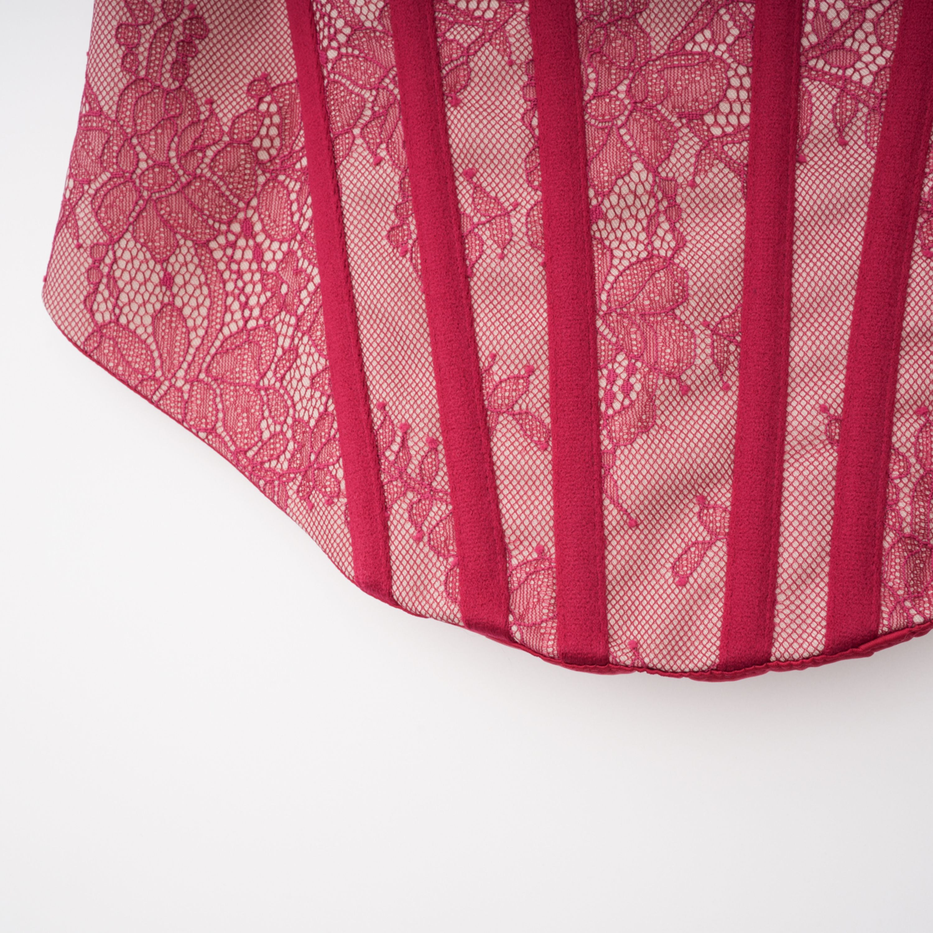 Olesya Red Lace Top & Ruched Skirt Set