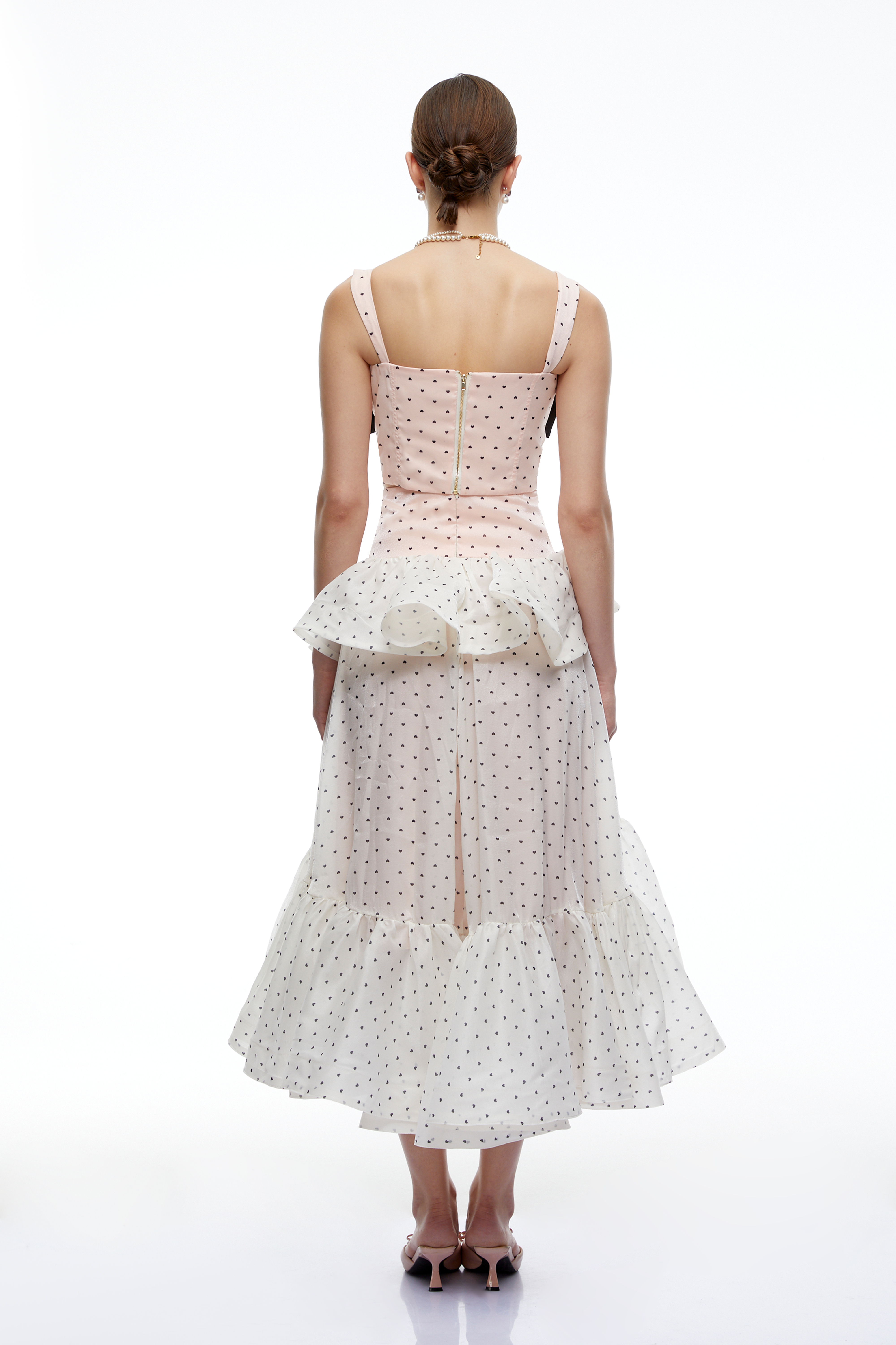 Olympe Pink Bow Polka Dot Crop Top & Skirt Set