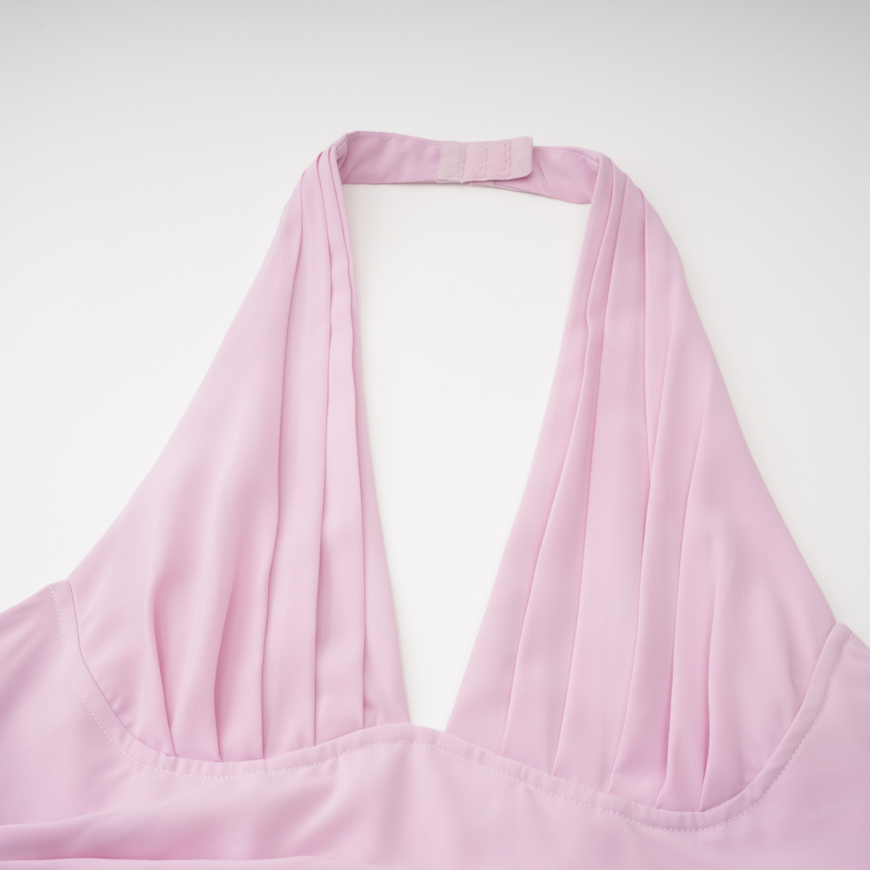 Ombeline Pink Halterneck Ruched Maxi Dress with Slit
