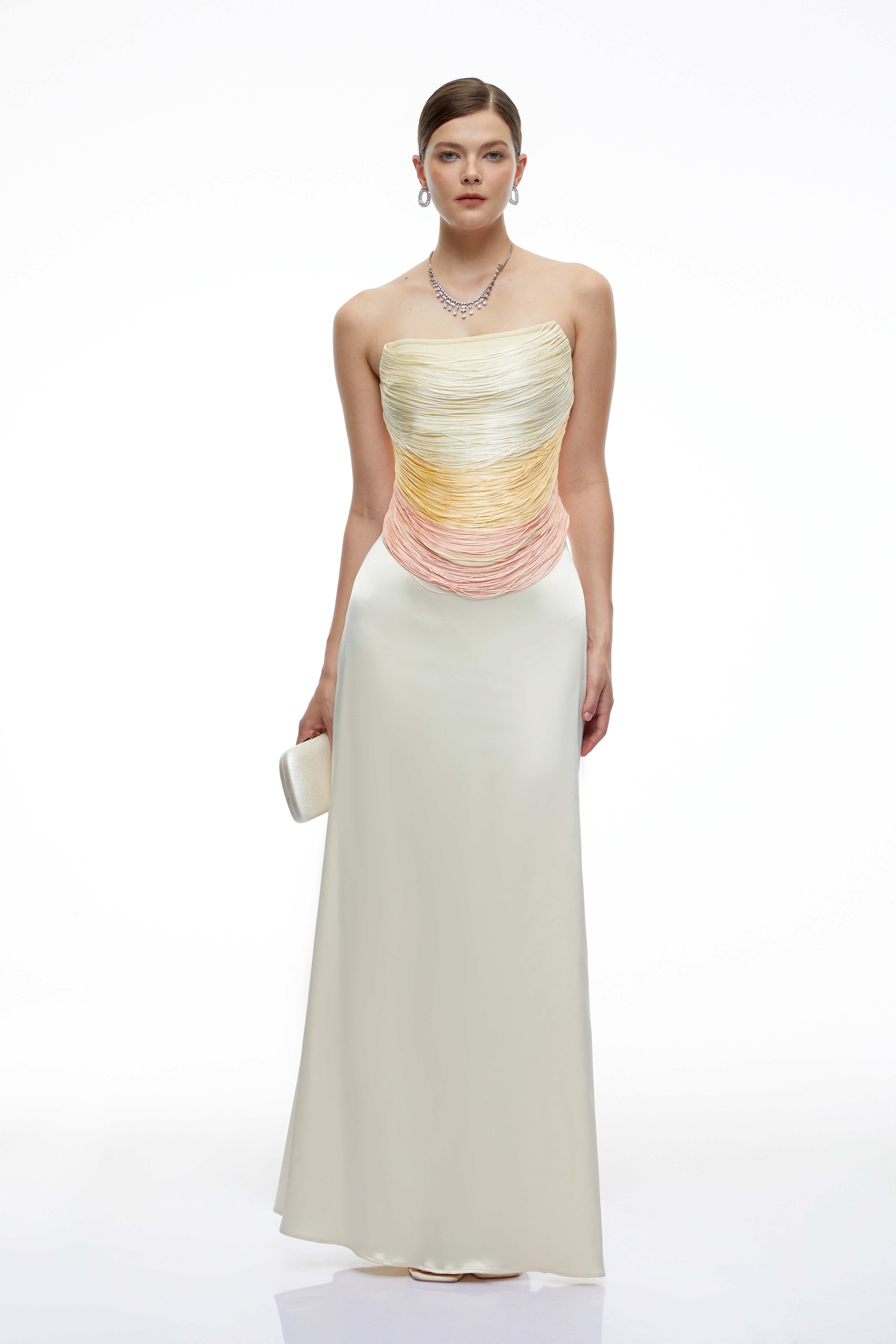 Ondine Yellow Fringe Sleeveless Top & Maxi Skirt Set