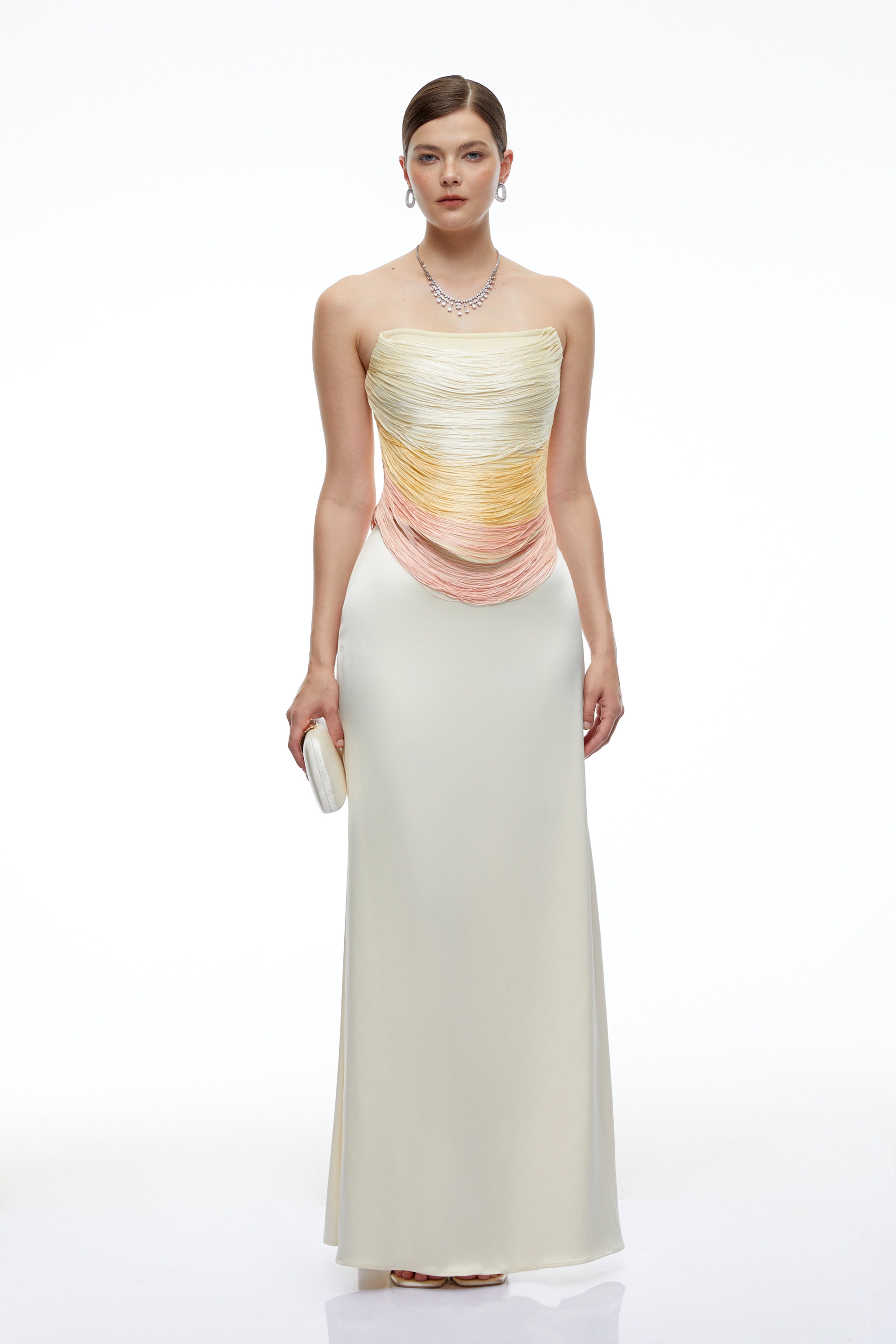 Ondine Yellow Fringe Sleeveless Top & Maxi Skirt Set