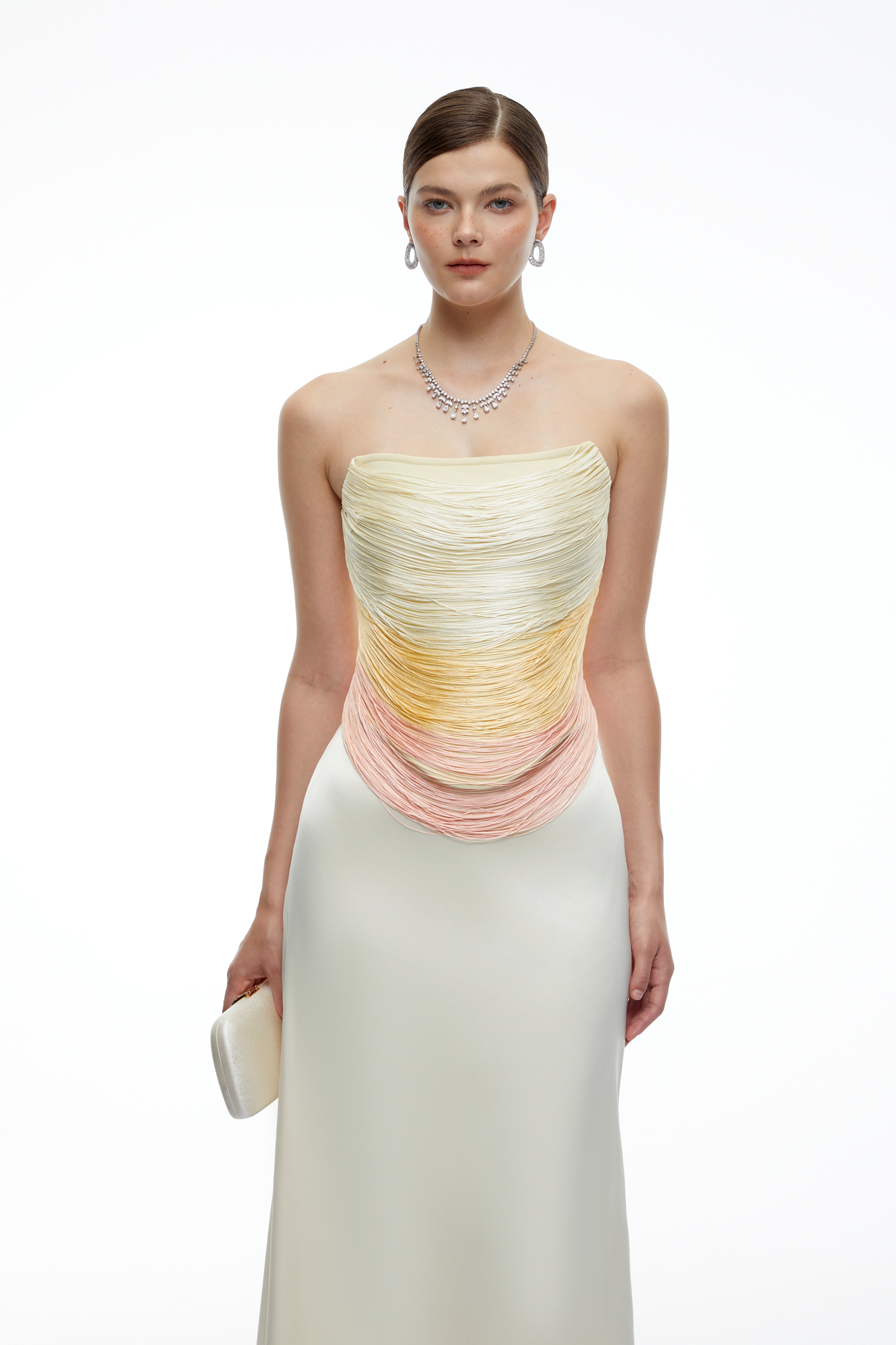 Ondine Yellow Fringe Sleeveless Top & Maxi Skirt Set
