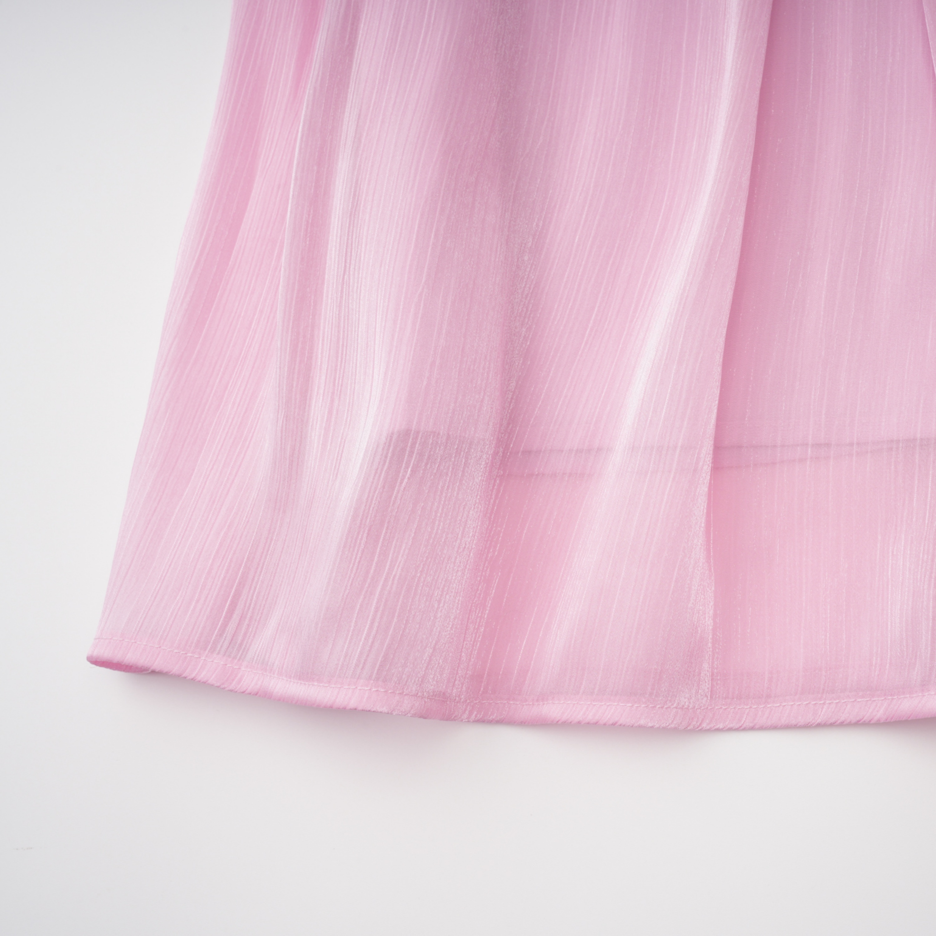 Ophelia Pink Pleated Glossy Maxi Dress