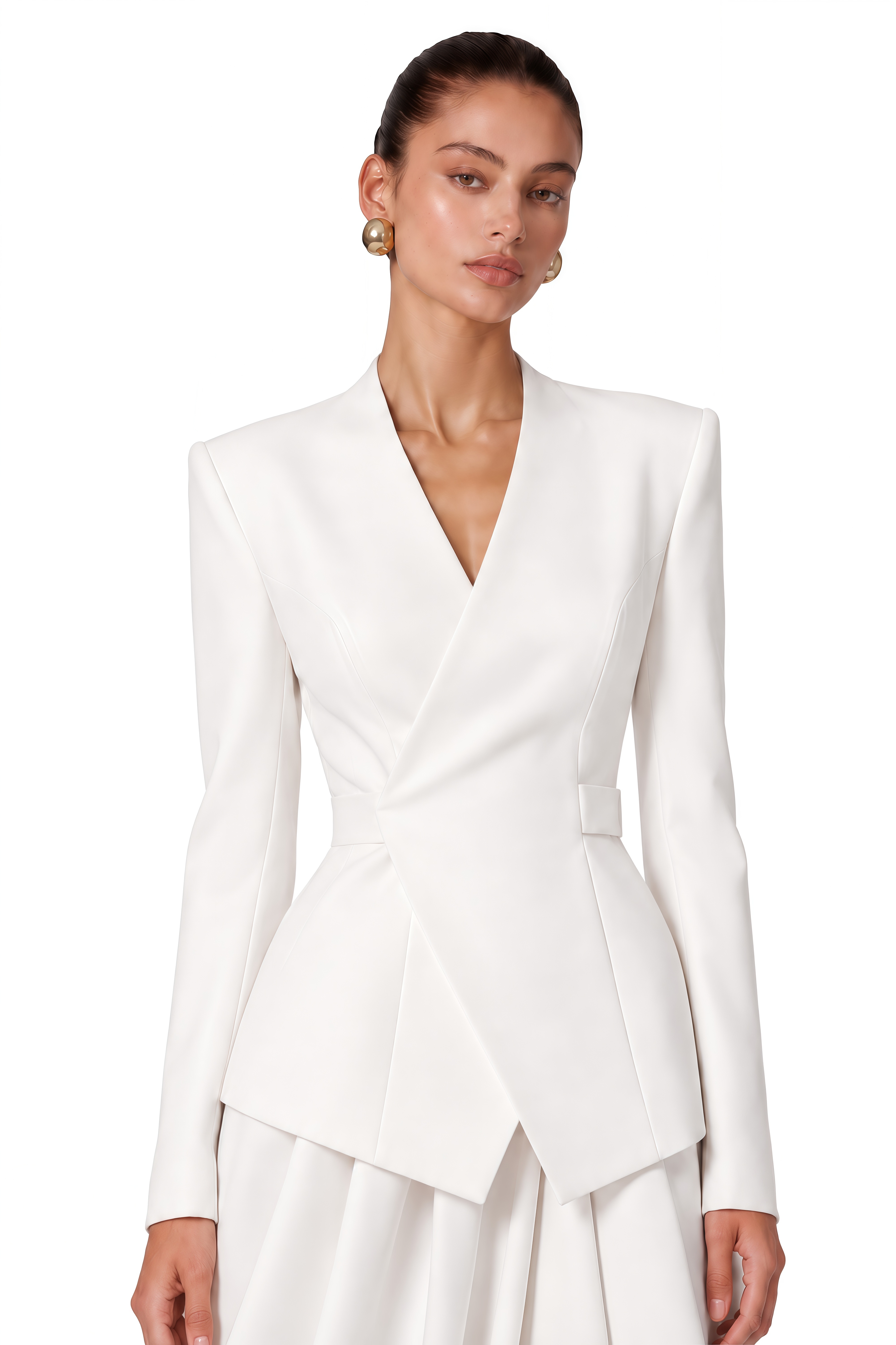 Osaretin White Tailored Blazer & Draped Trousers Set