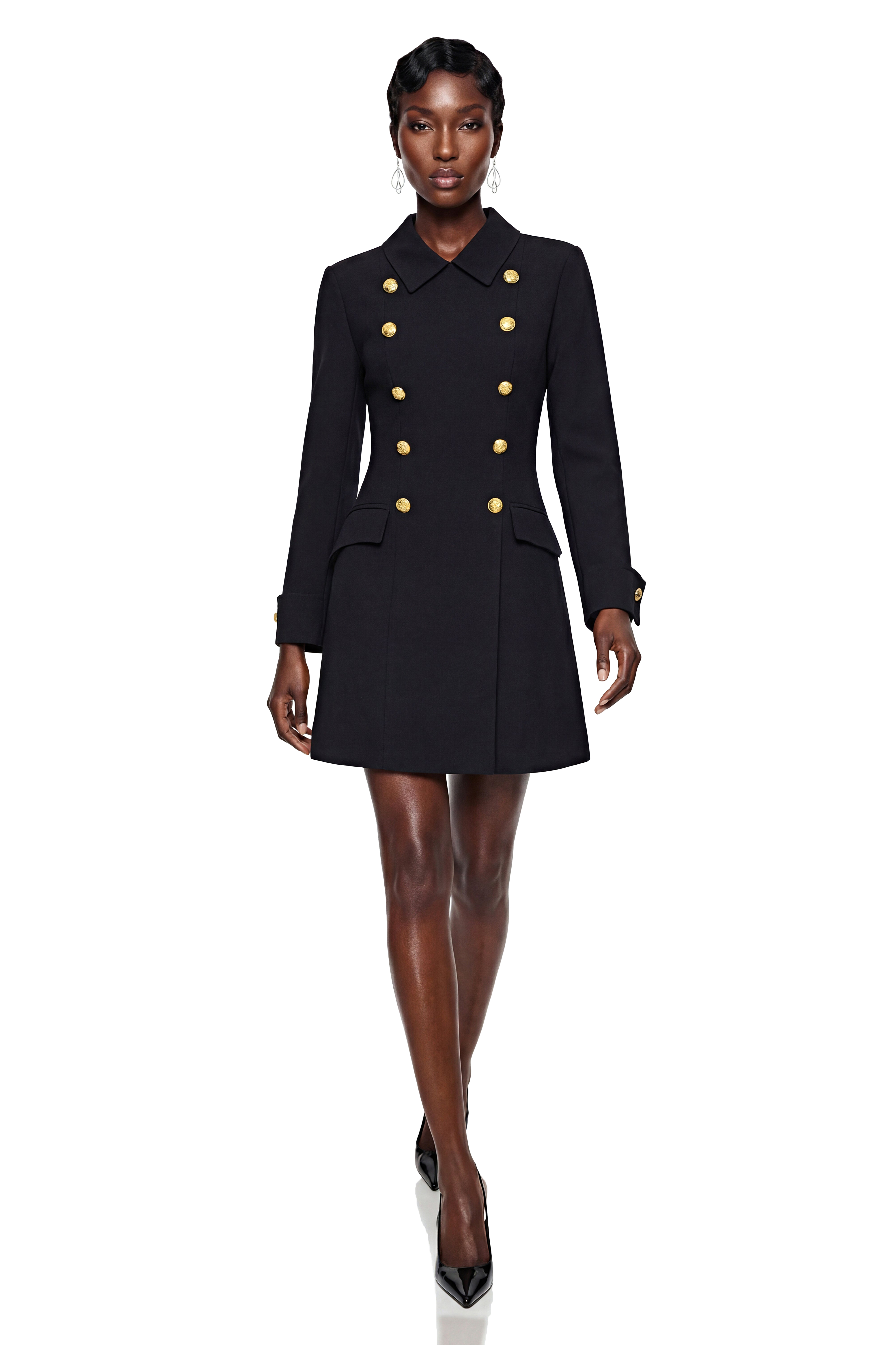 Ottilie Black Mini Dress with Metal Buckles