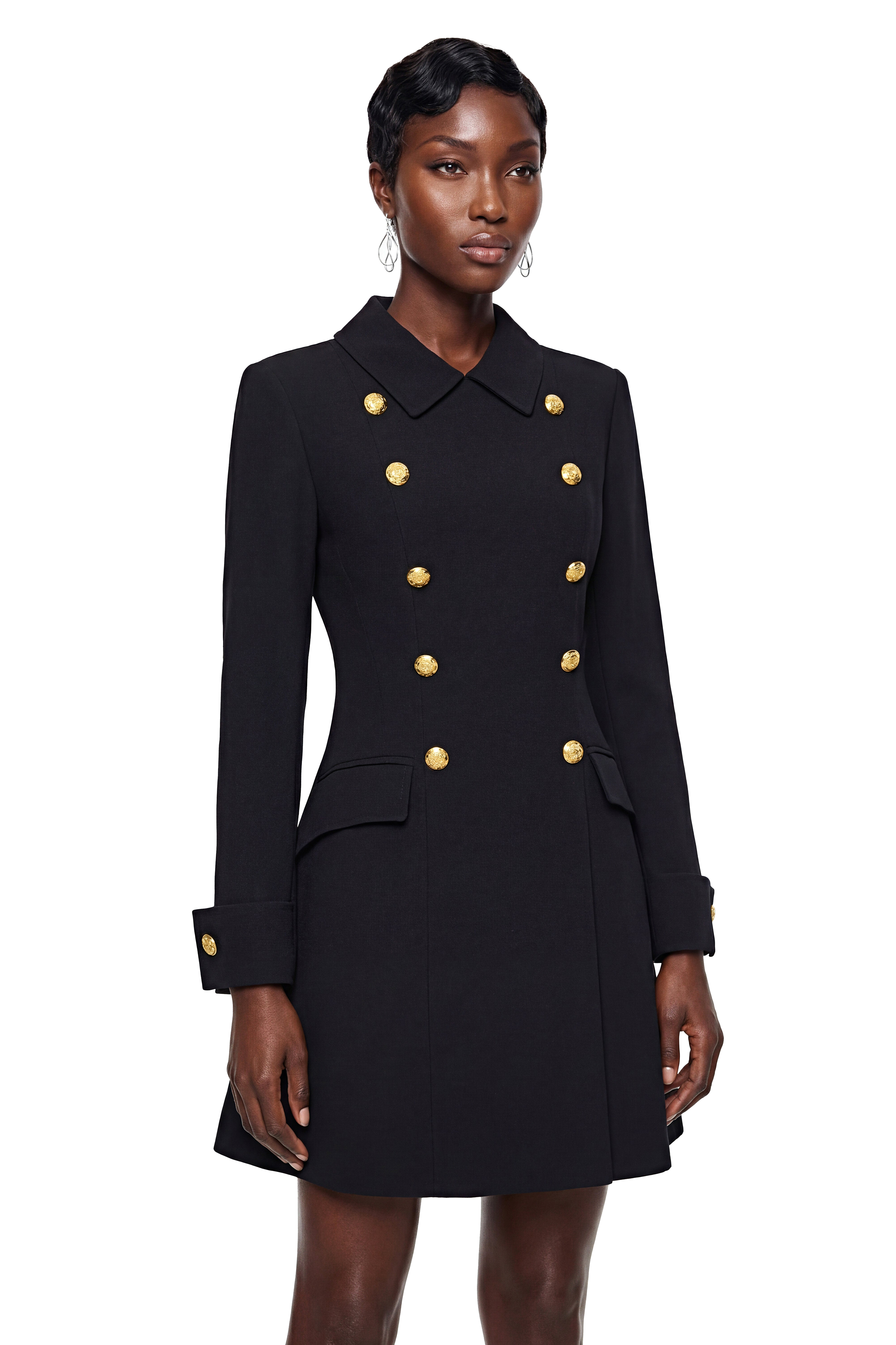 Ottilie Black Mini Dress with Metal Buckles
