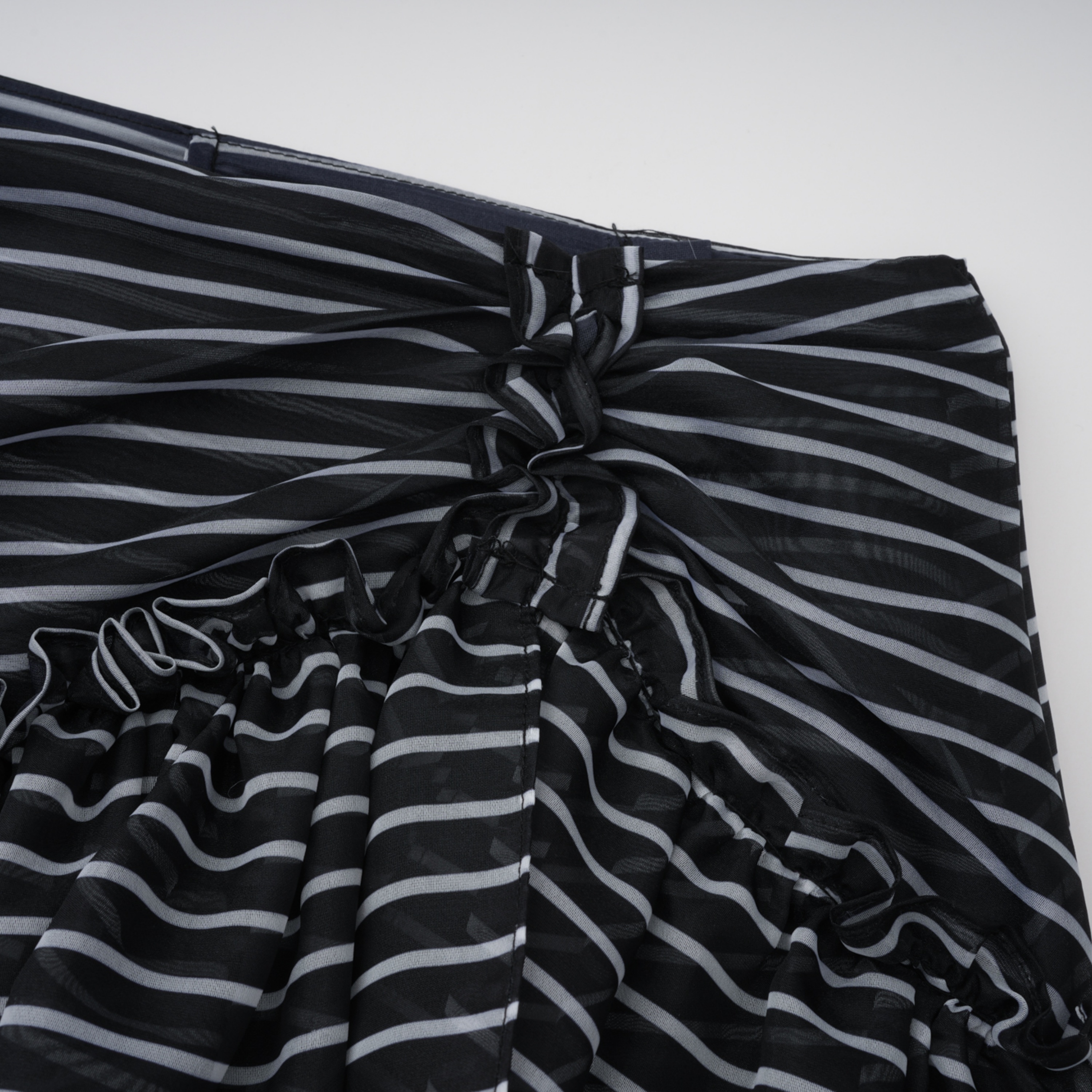 Ozzie Black Horizontal Stripe Blouse & Skirt Set