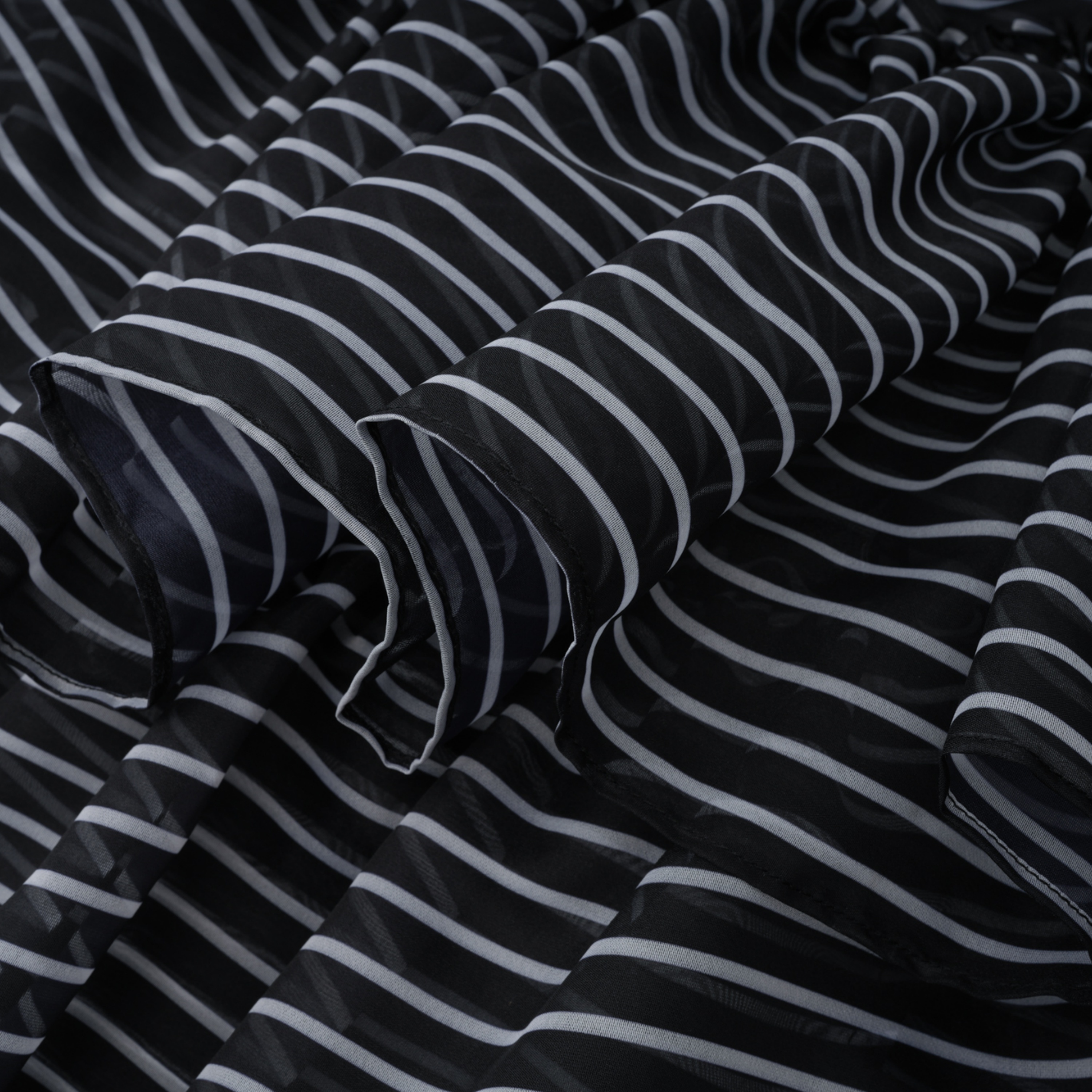 Ozzie Black Horizontal Stripe Blouse & Skirt Set
