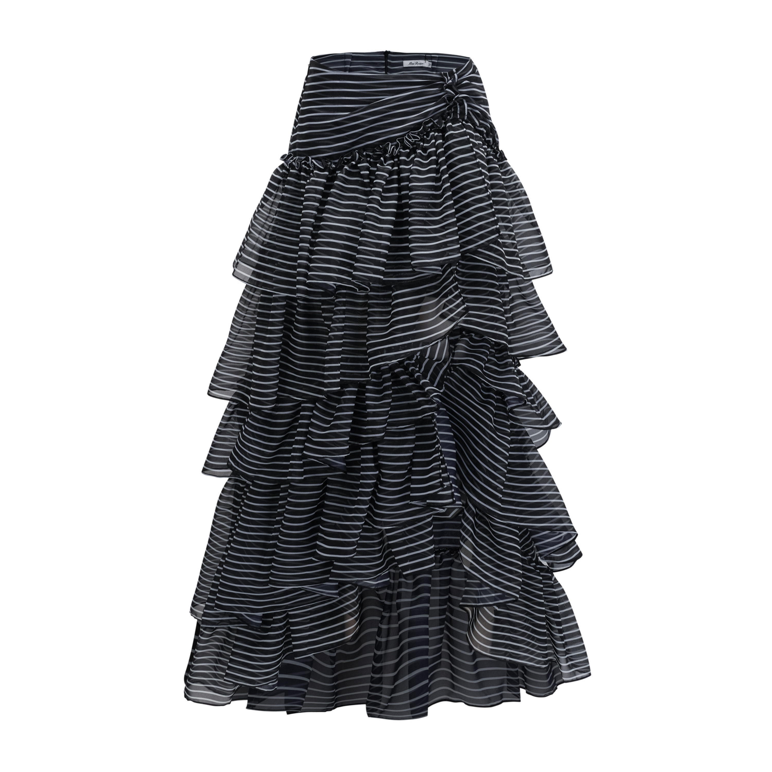 Ozzie Black Horizontal Stripe Blouse & Skirt Set