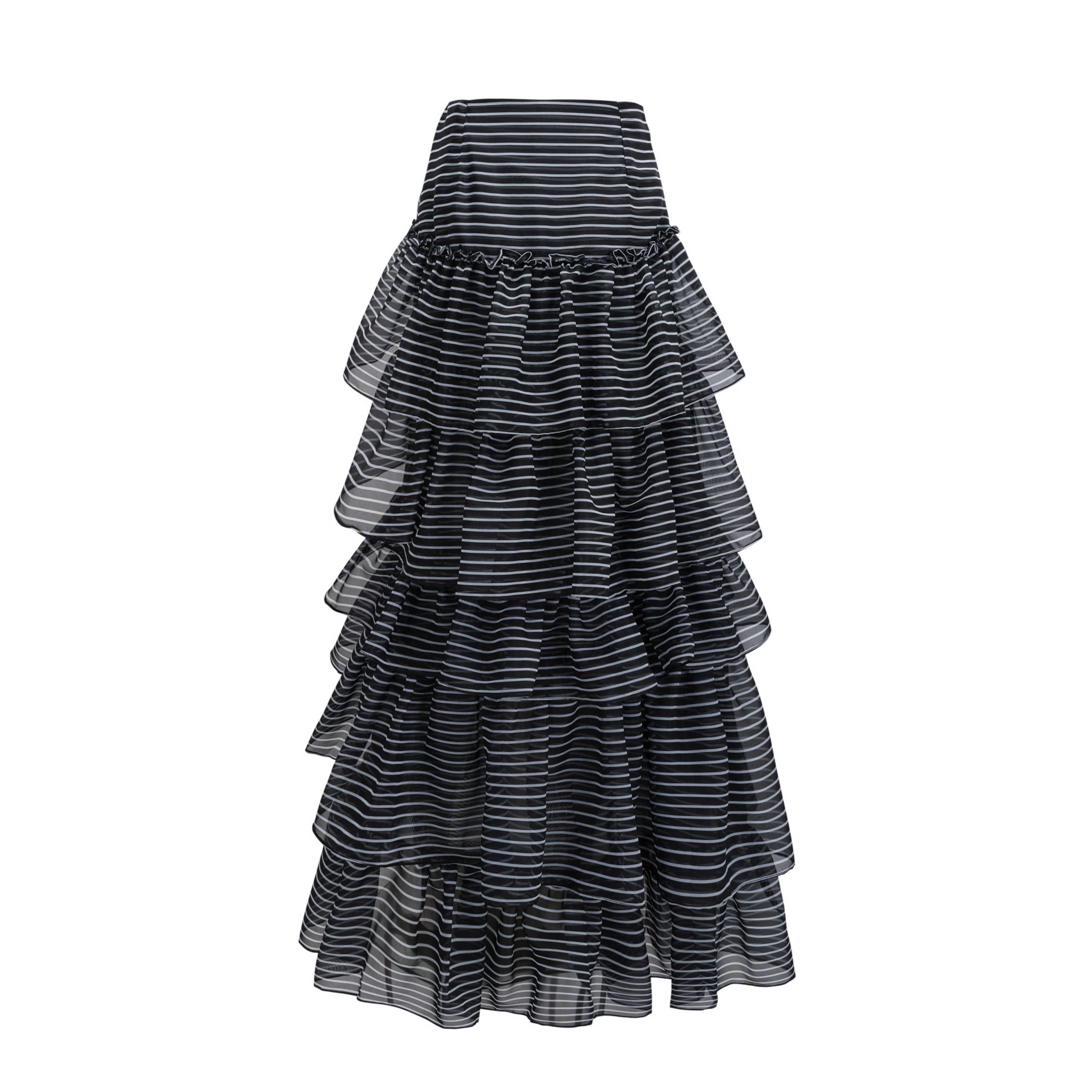 Ozzie Black Horizontal Stripe Blouse & Skirt Set