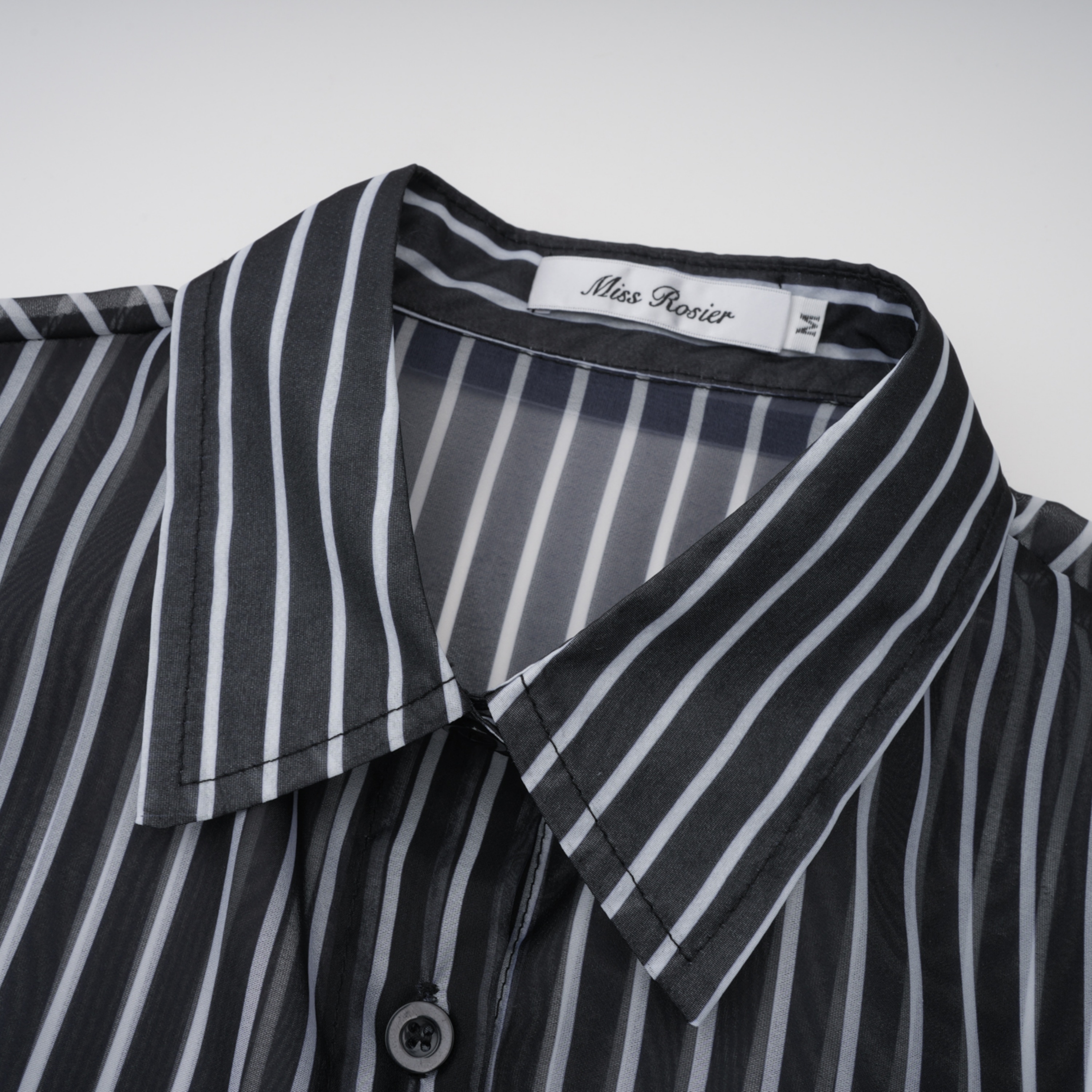 Ozzie Black Horizontal Stripe Blouse & Skirt Set