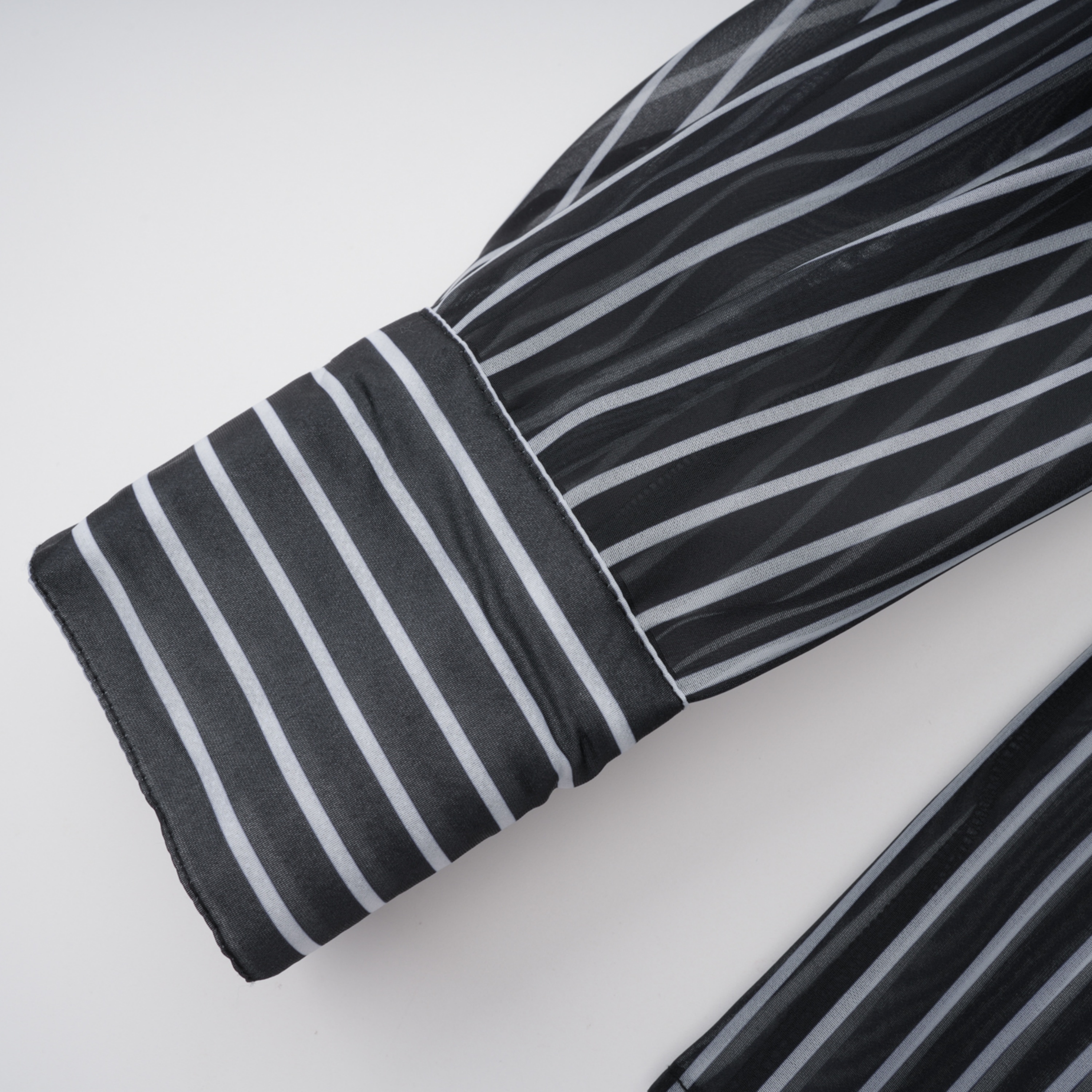 Ozzie Black Horizontal Stripe Blouse & Skirt Set